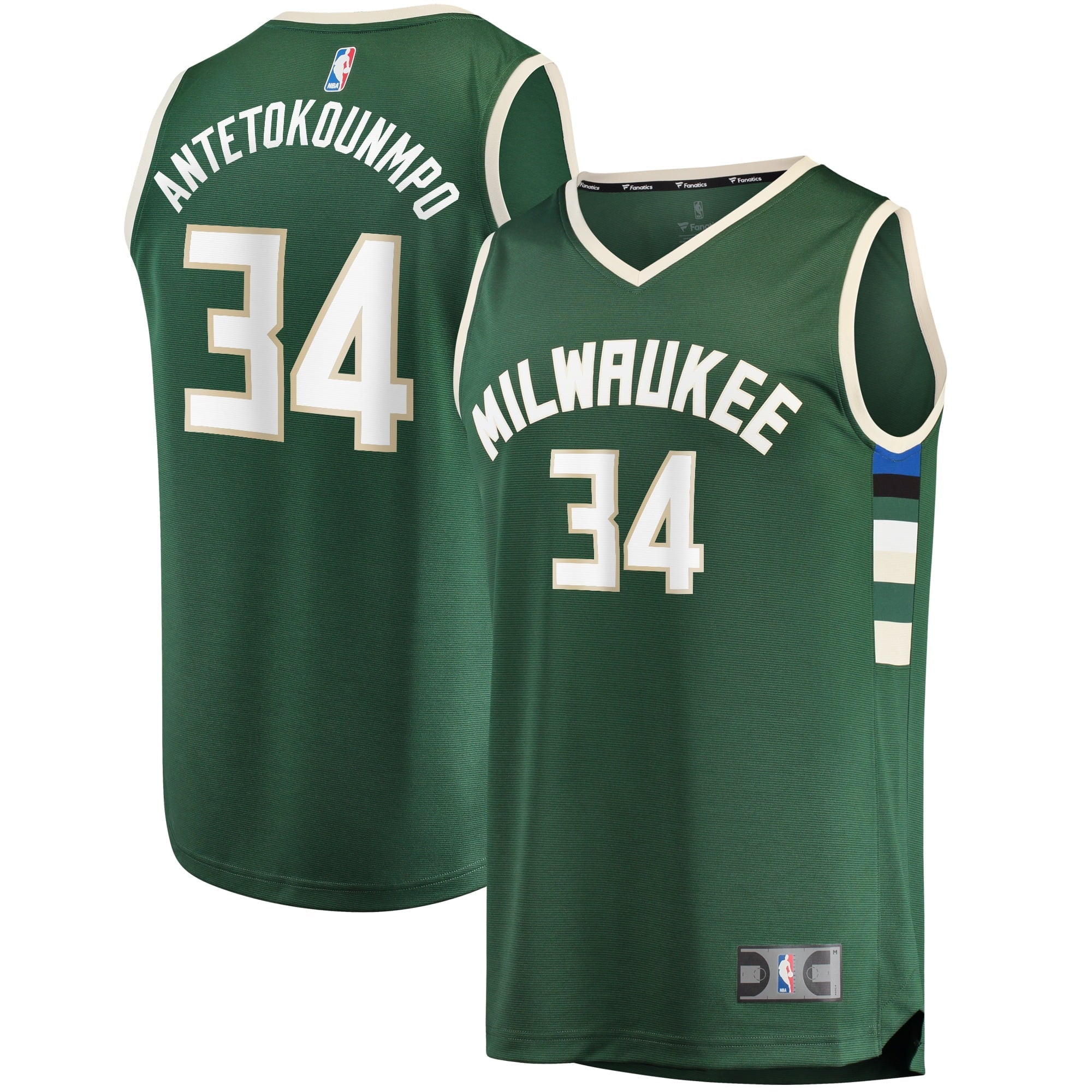 Men's Fanatics Branded Giannis Antetokounmpo Hunter Green Milwaukee Bucks Fast Break Replica Player Jersey - Icon