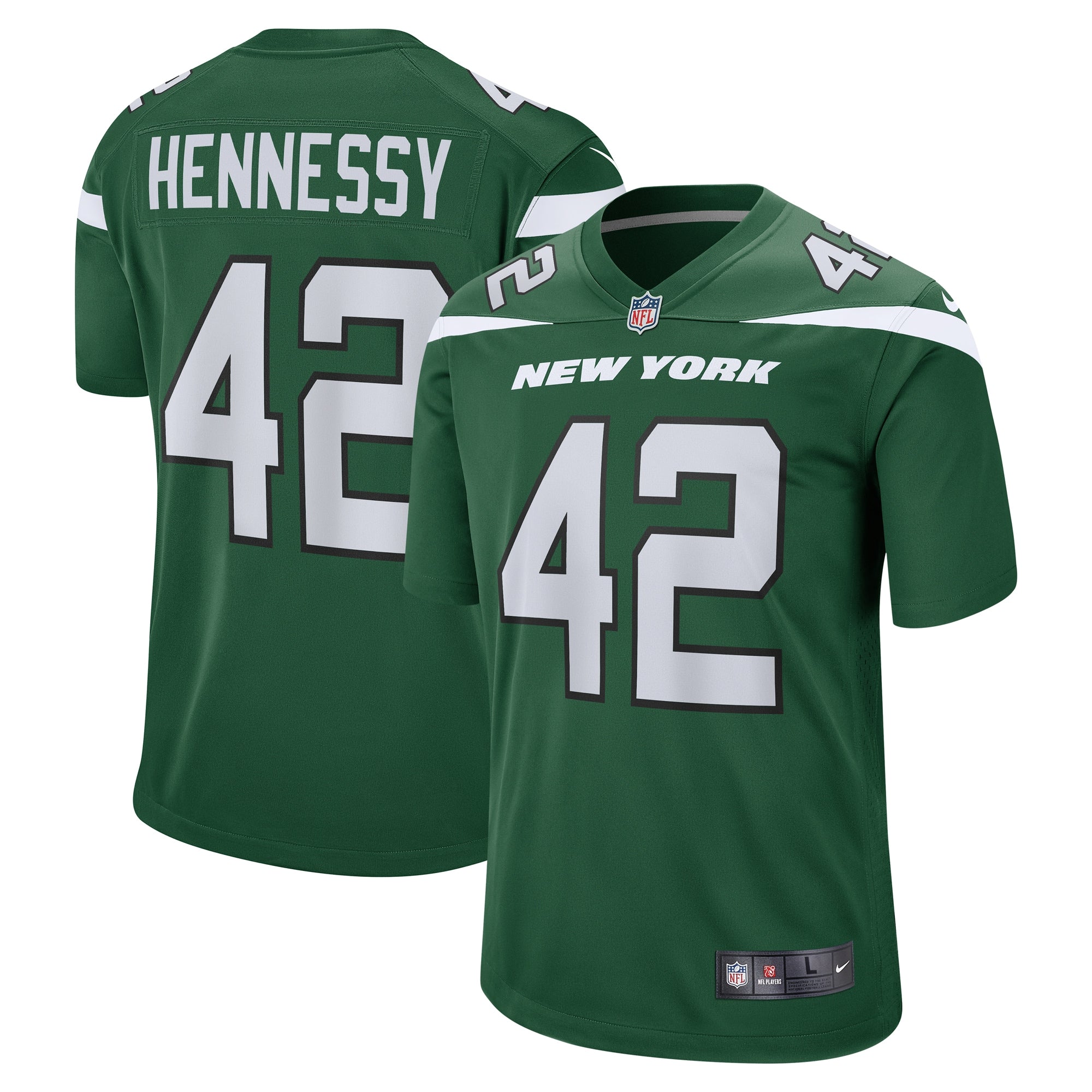 Men s Nike Thomas Hennessy Gotham Green New York Jets Game Jersey