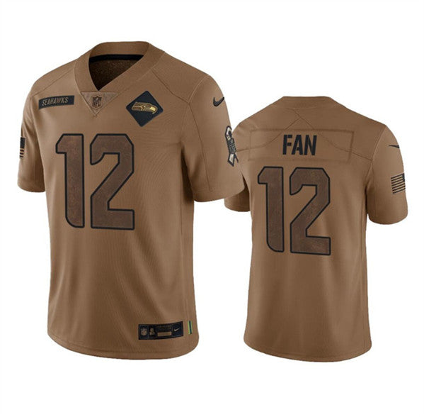 Men s Seattle Seahawks Fan 2023 Brown Salute To Service Limited Stitched Jerseys