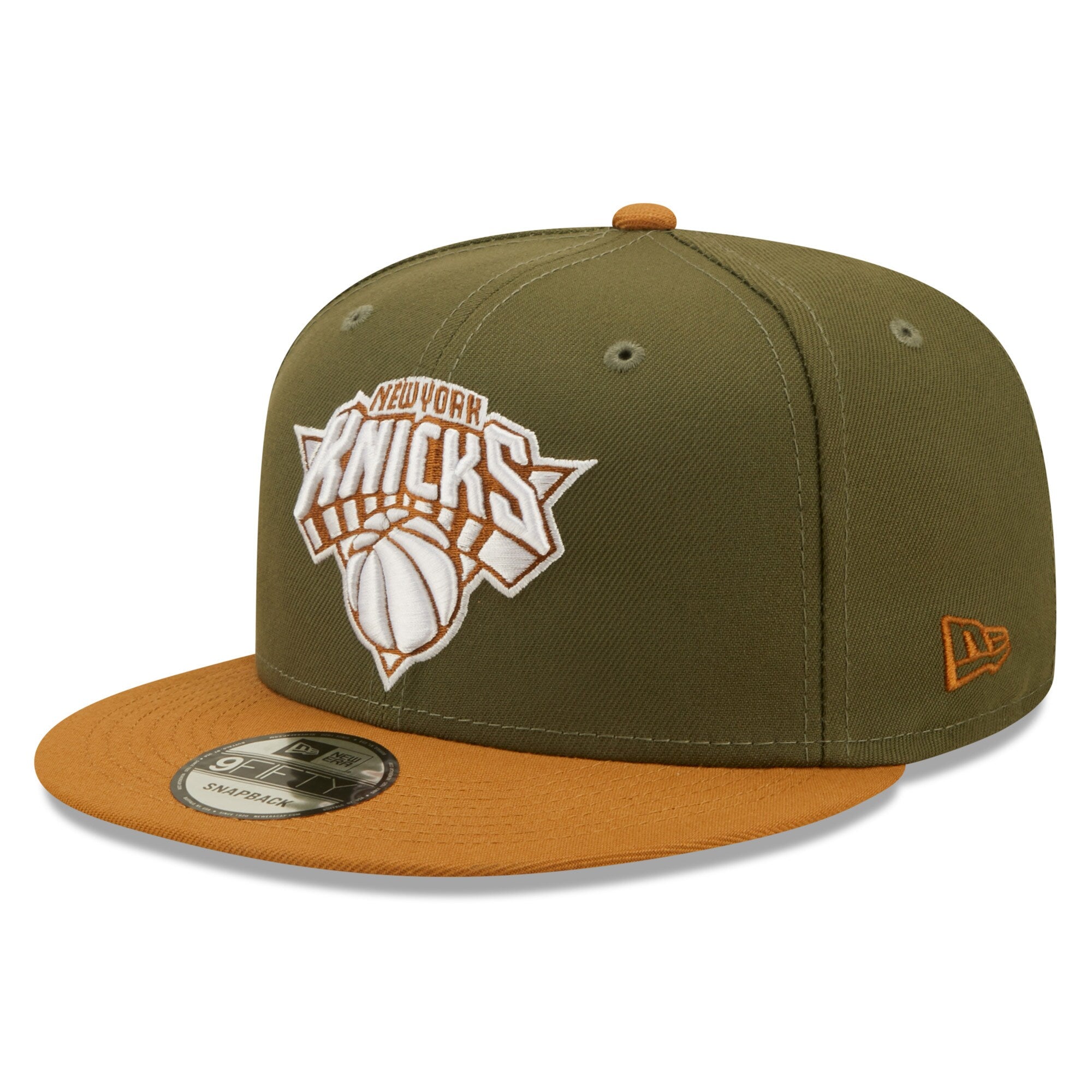 New York Knicks New Era Two-Tone Color Pack 9FIFTY Snapback Hat - Olive/Brown
