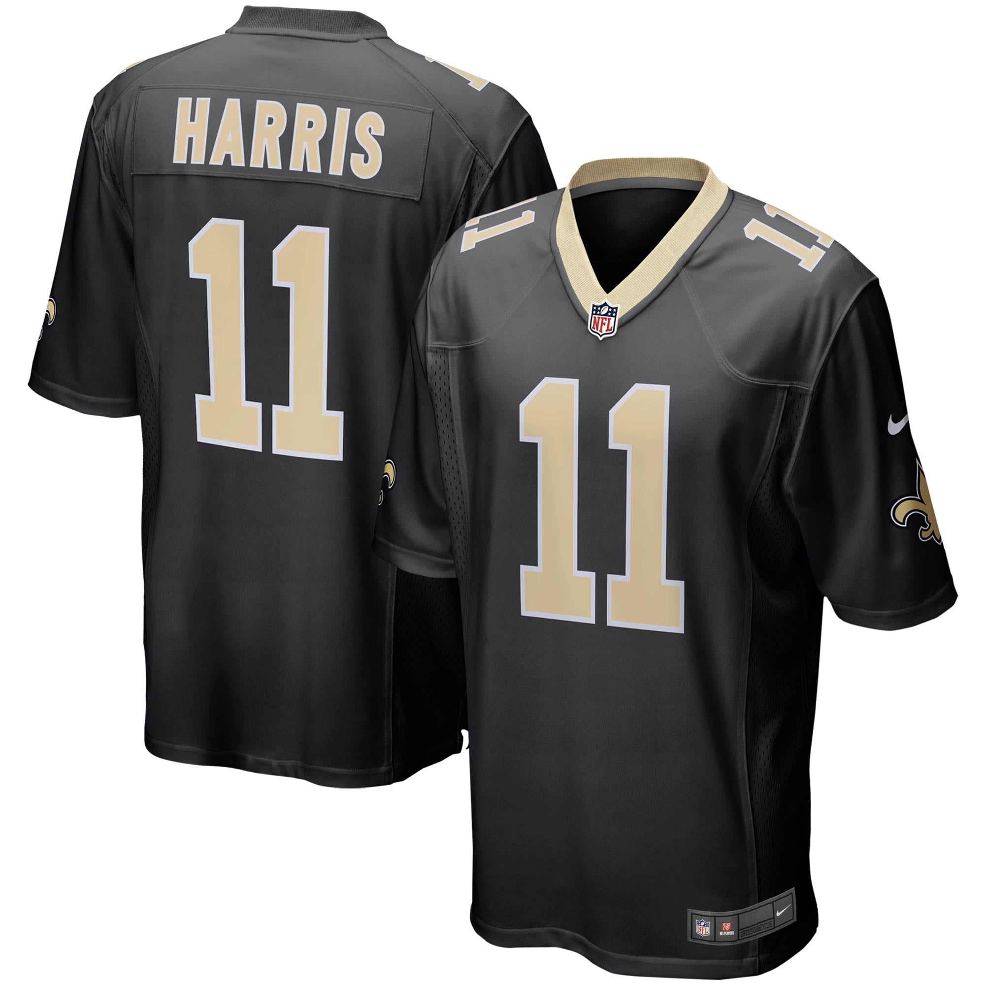 Men s Nike Deonte Harris Black New Orleans Saints Game Player Jersey