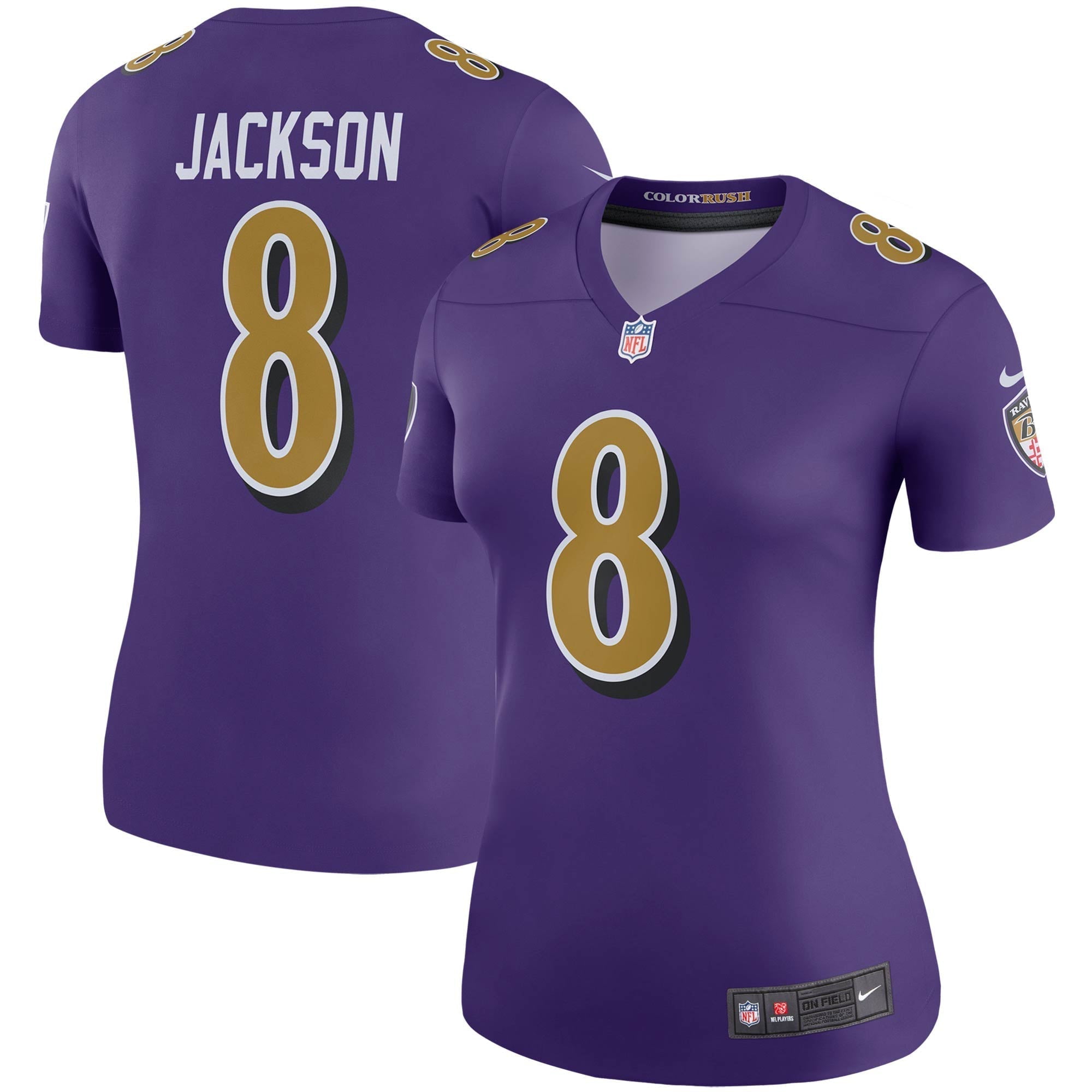Women s Nike Lamar Jackson Purple Baltimore Ravens Color Rush Legend Player Jersey