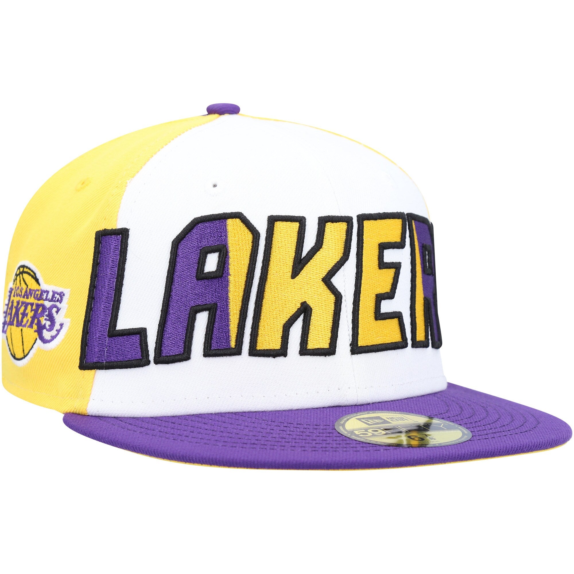 Los Angeles Lakers New Era Back Half 9FIFTY Fitted Hat - White/Purple
