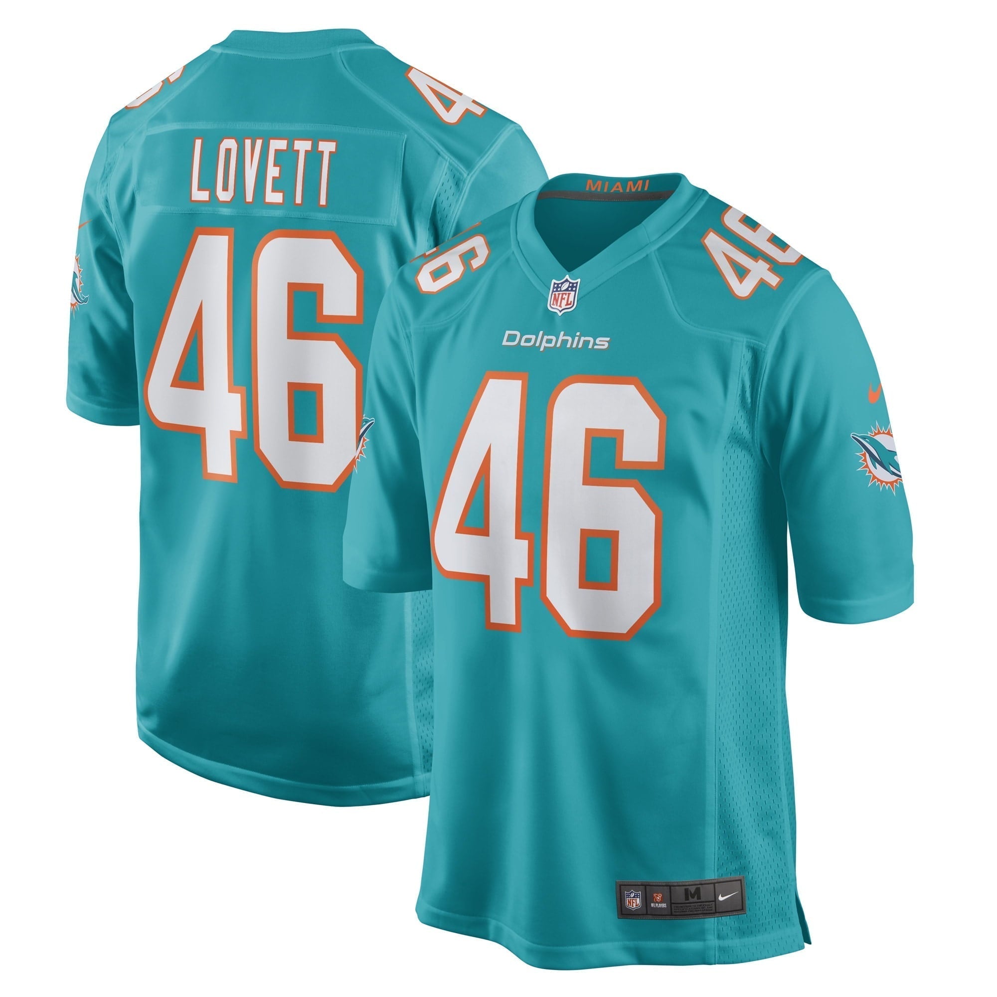 Men s Nike John Lovett Aqua Miami Dolphins Game Player Jersey