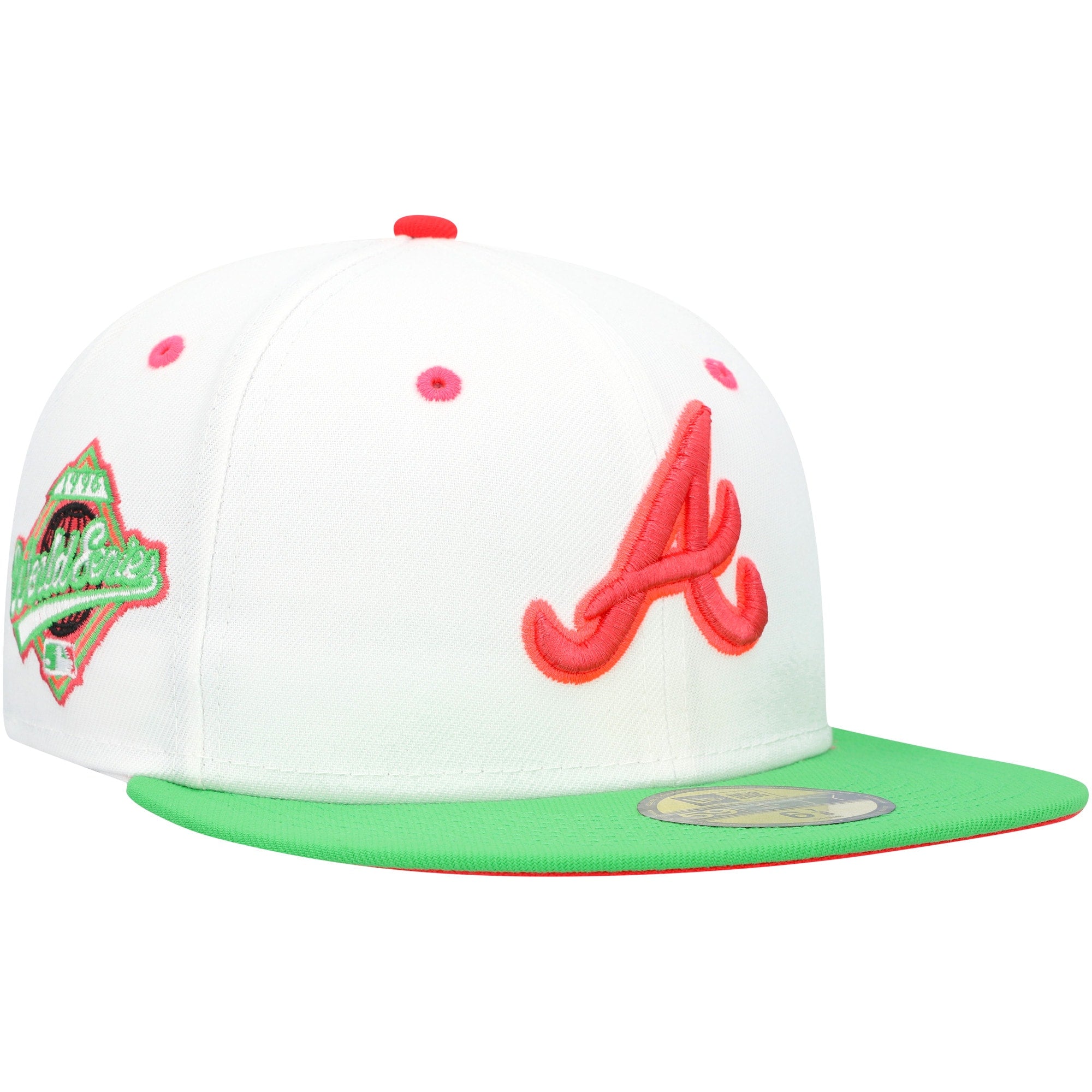 Atlanta Braves New Era 1996 World Series Watermelon Lolli 59FIFTY Fitted Hat - White/Heather Black