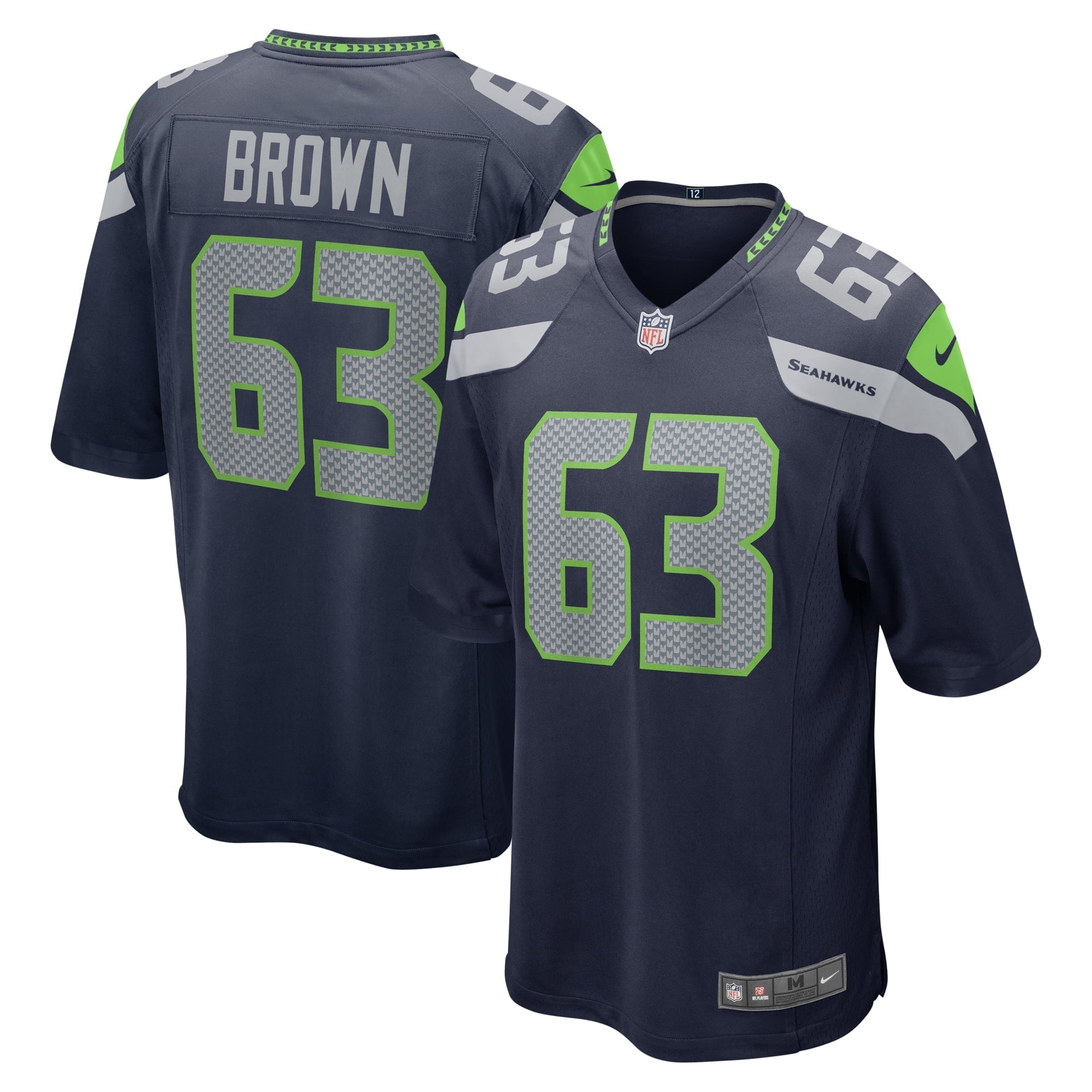 Men s Nike Evan Brown College Navy Seattle Seahawks Game Jersey