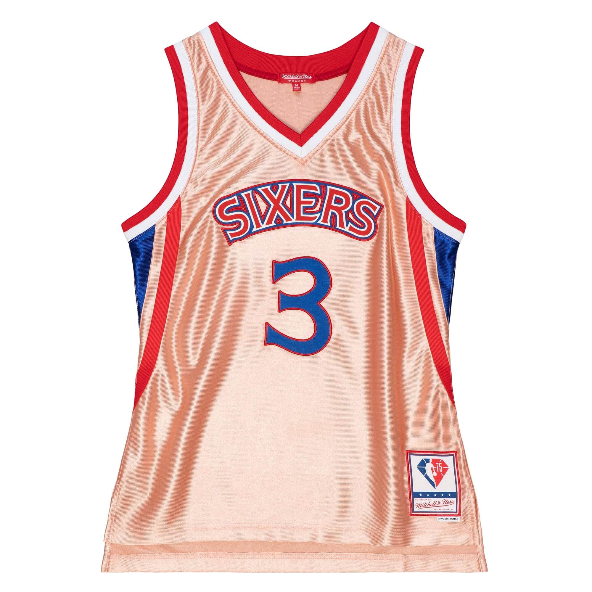 Womens 75th Anniversary Rose Gold Swingman Allen Iverson Philadelphia 76ers 1996-97 Jersey
