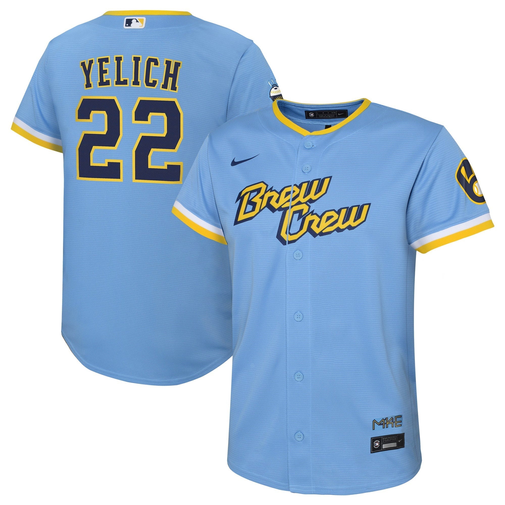 Toddler Nike Christian Yelich Powder Blue Milwaukee Brewers 2022 City Connect Replica Player Jersey