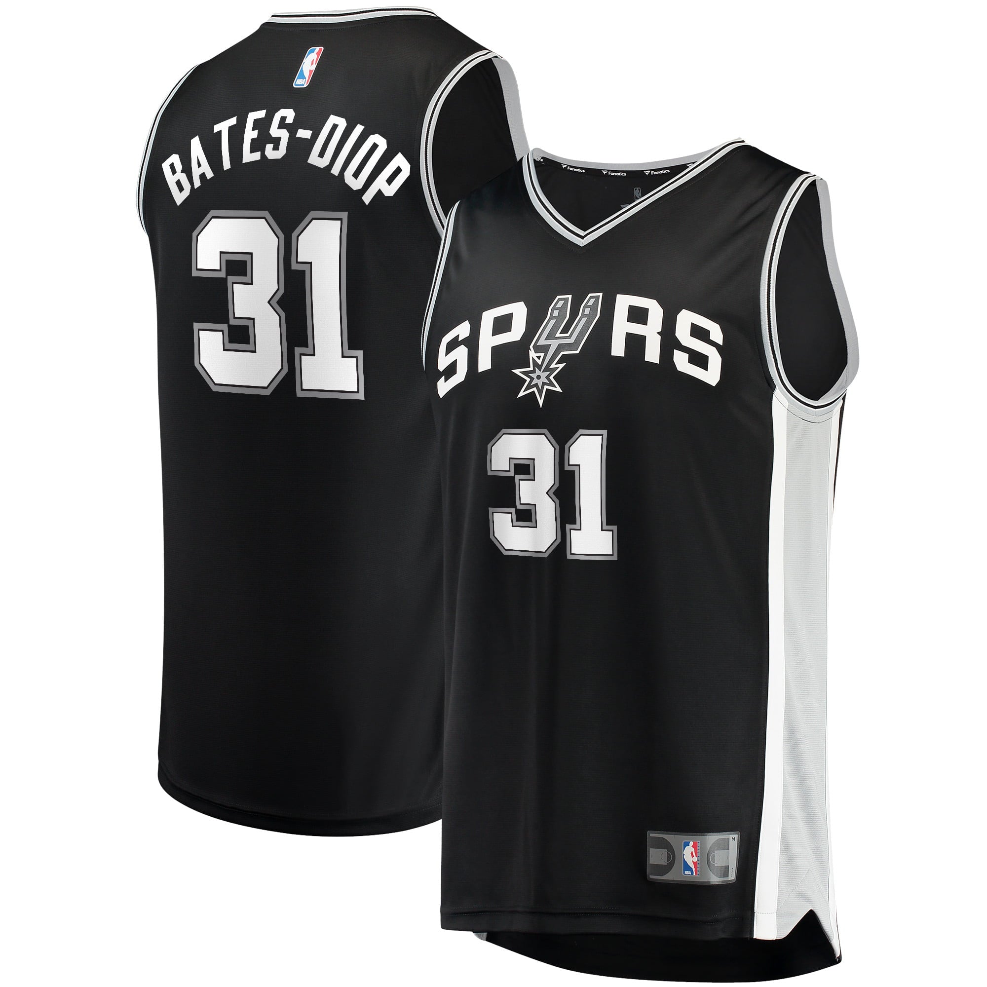 Men's Fanatics Branded Keita Bates-Diop Black San Antonio Spurs 2021/22 Fast Break Replica Jersey - Icon Edition