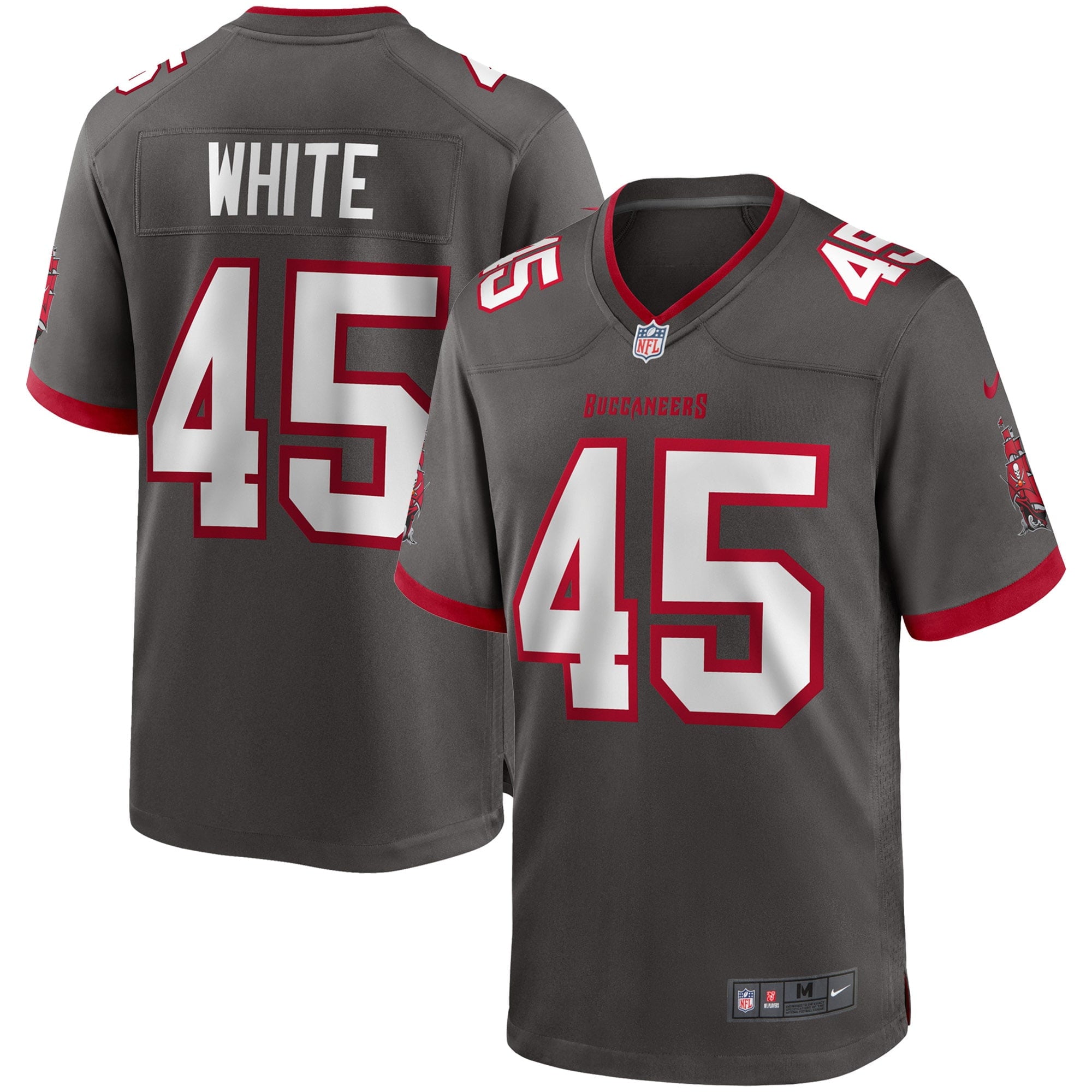 Men s Nike Devin White Pewter Tampa Bay Buccaneers Game Jersey