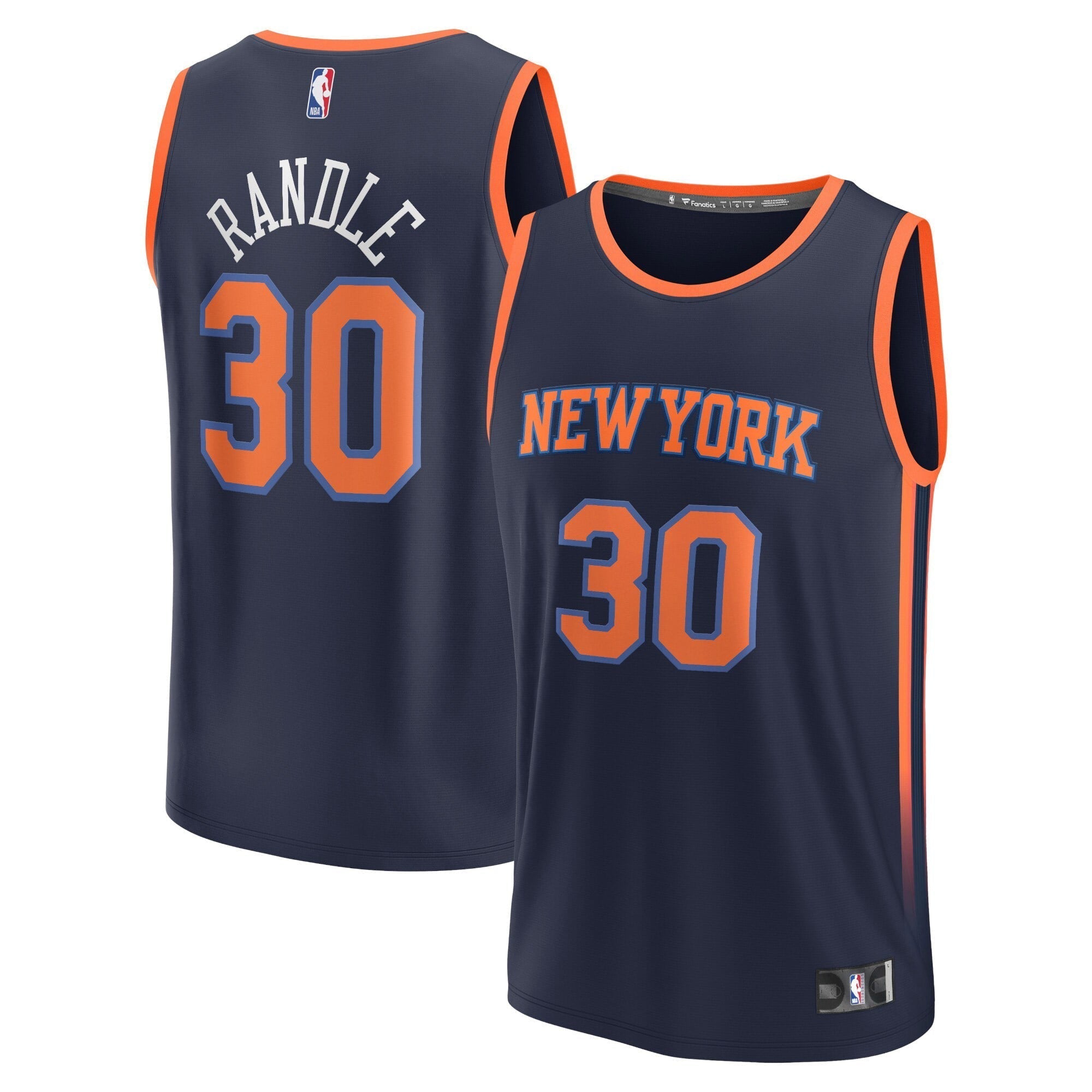Men's Fanatics Branded Julius Randle Navy New York Knicks Fast Break Replica Player Jersey - Statement Edition