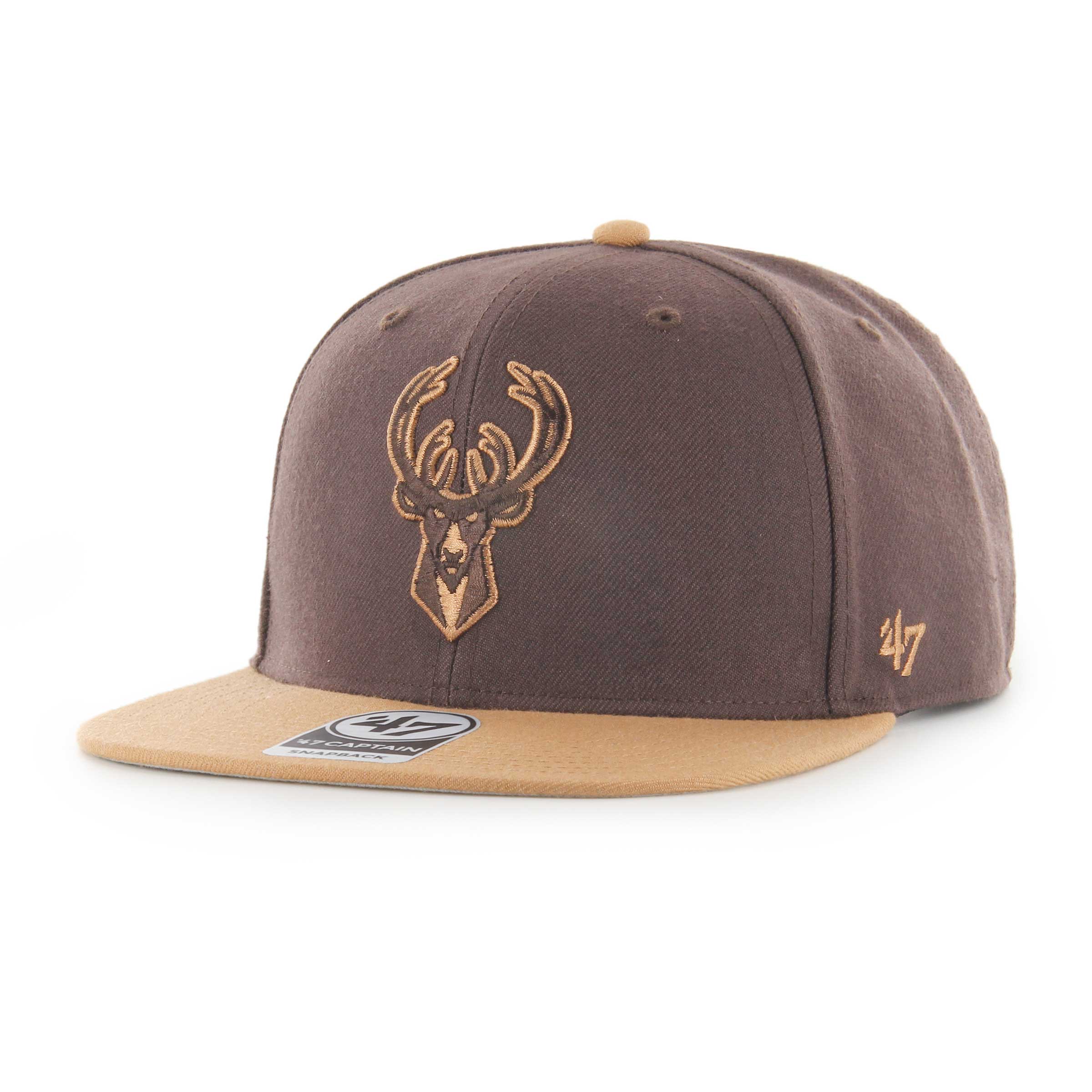 Milwaukee Bucks '47 No Shot Two-Tone Captain Snapback Hat - Brown
