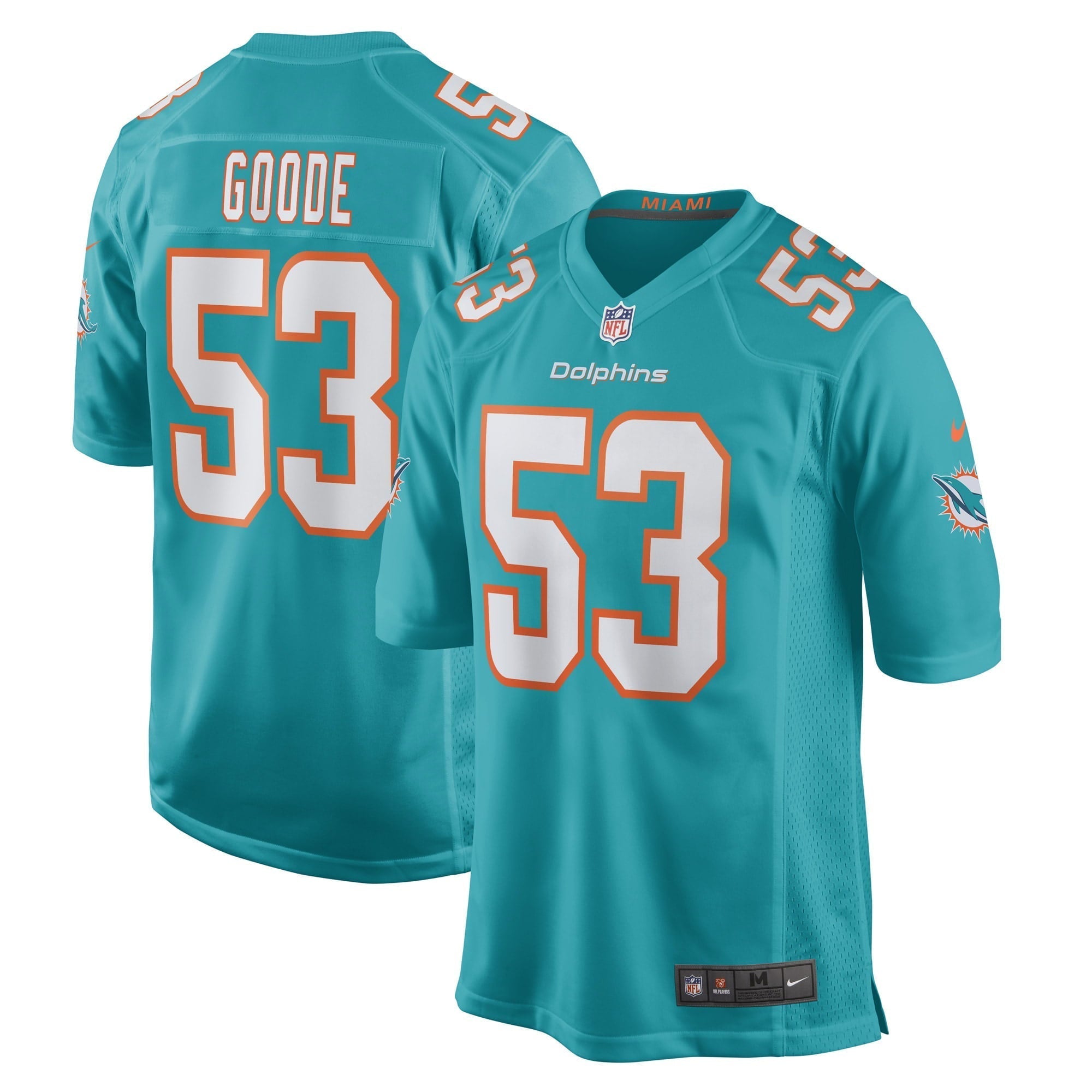 Men s Nike Cameron Goode Aqua Miami Dolphins Game Player Jersey