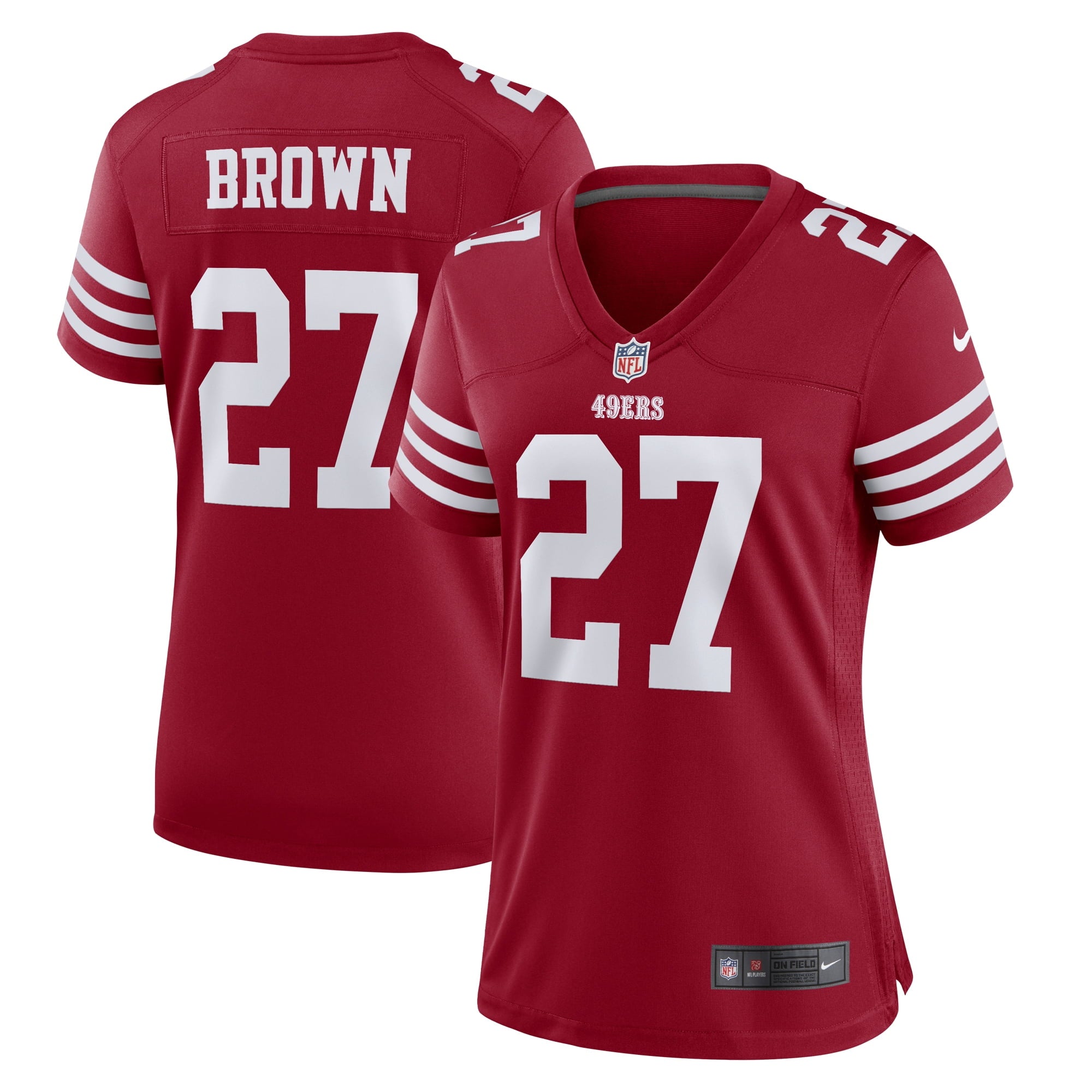 Women s Nike Ji Ayir Brown Scarlet San Francisco 49ers Team Game Jersey