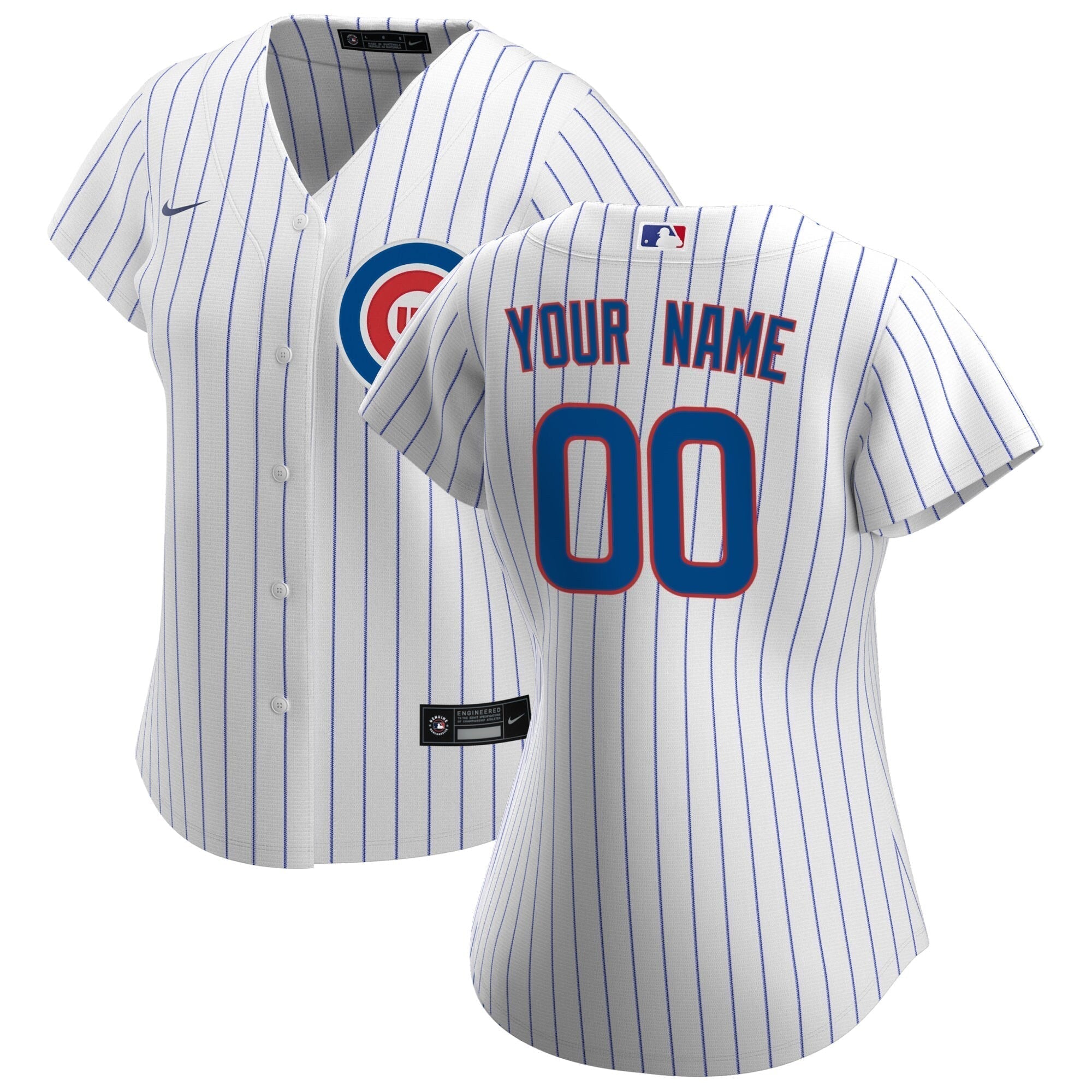 Chicago Cubs Home Pinstripe Women's Custom Nike Replica Jersey