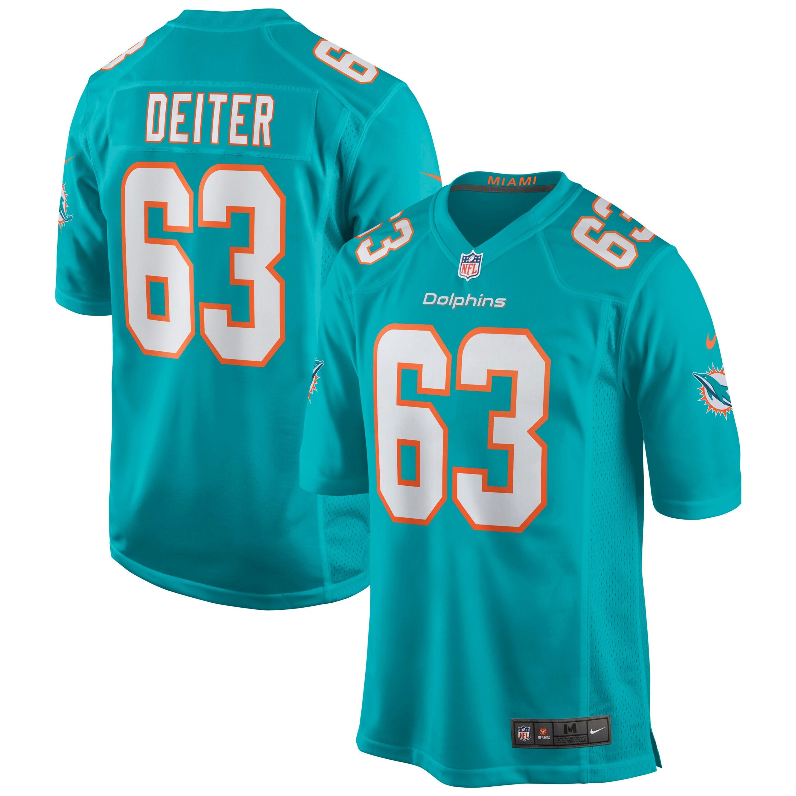 Michael Deiter Miami Dolphins Nike Game Jersey   Aqua