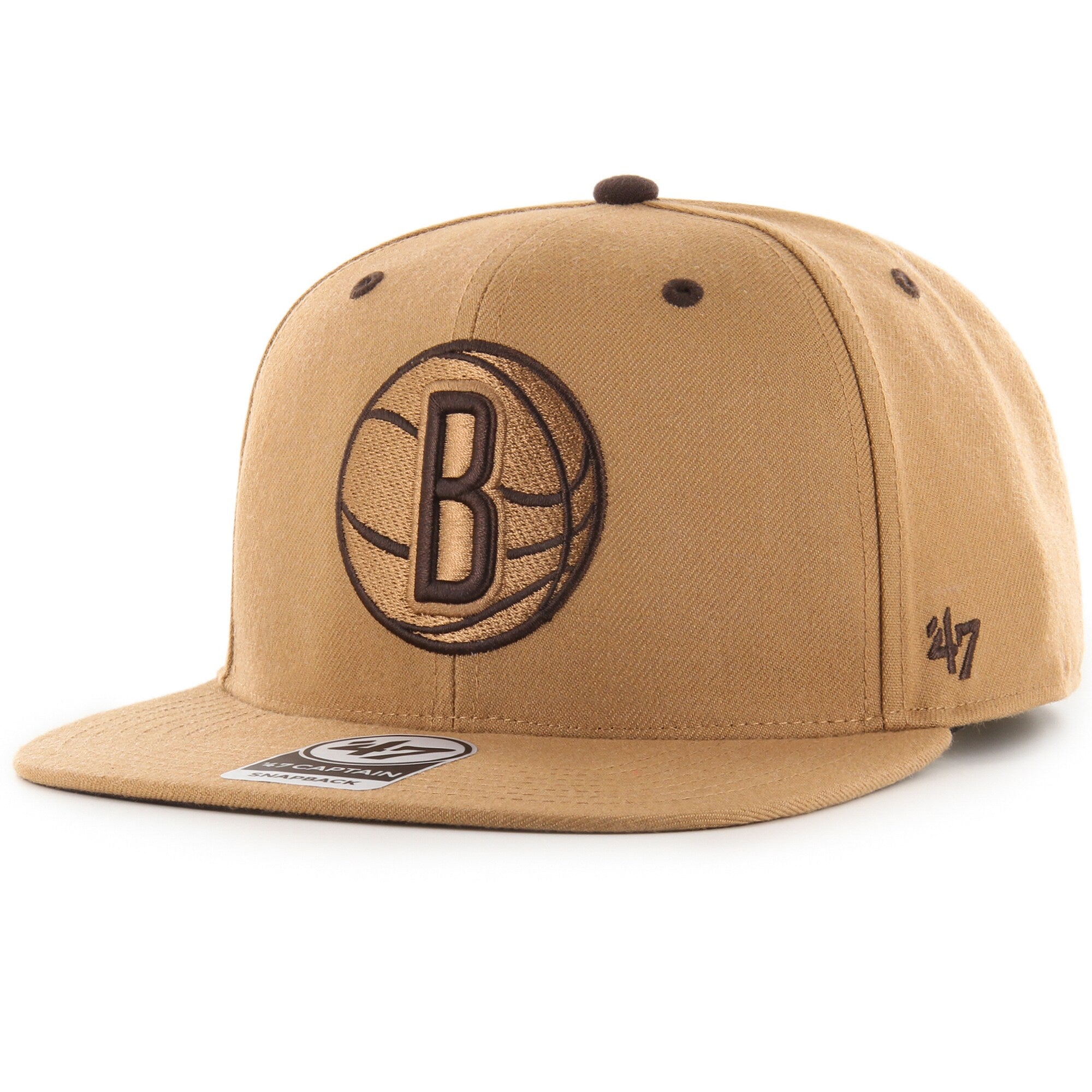Brooklyn Nets '47 Toffee Captain Snapback Hat - Tan