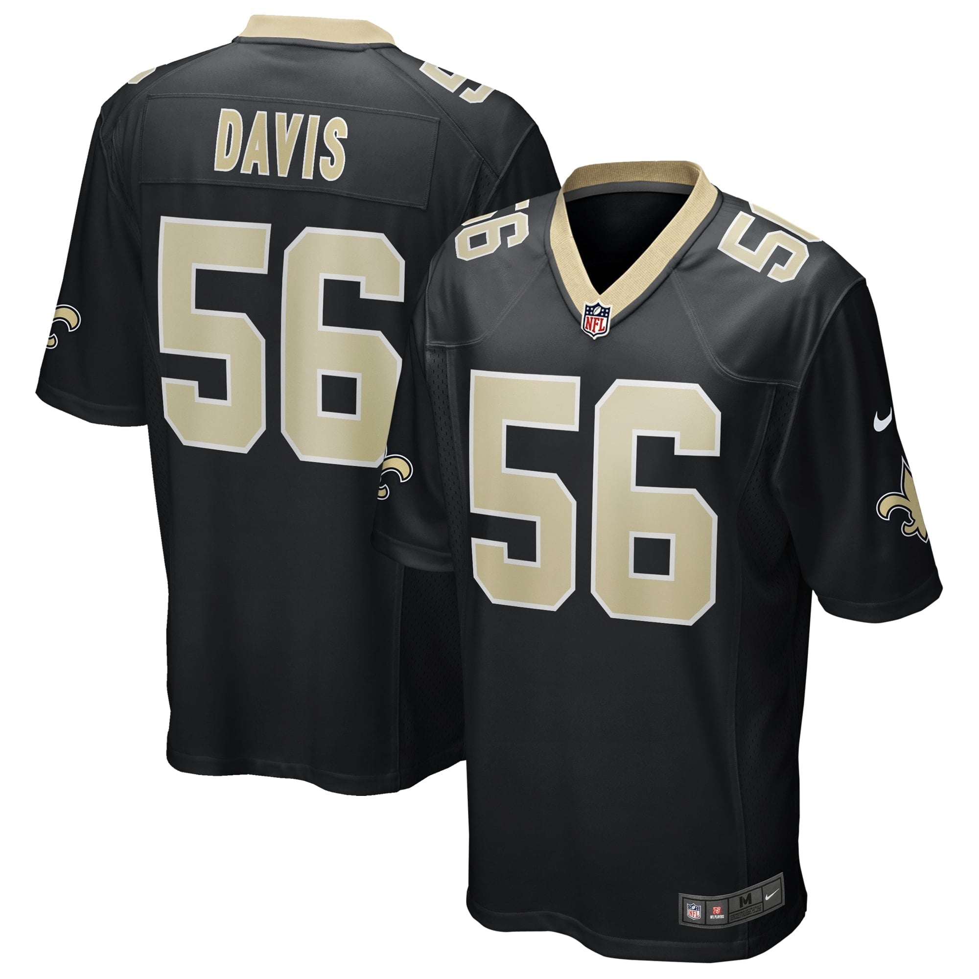 Men s Nike Demario Davis Black New Orleans Saints Game Jersey