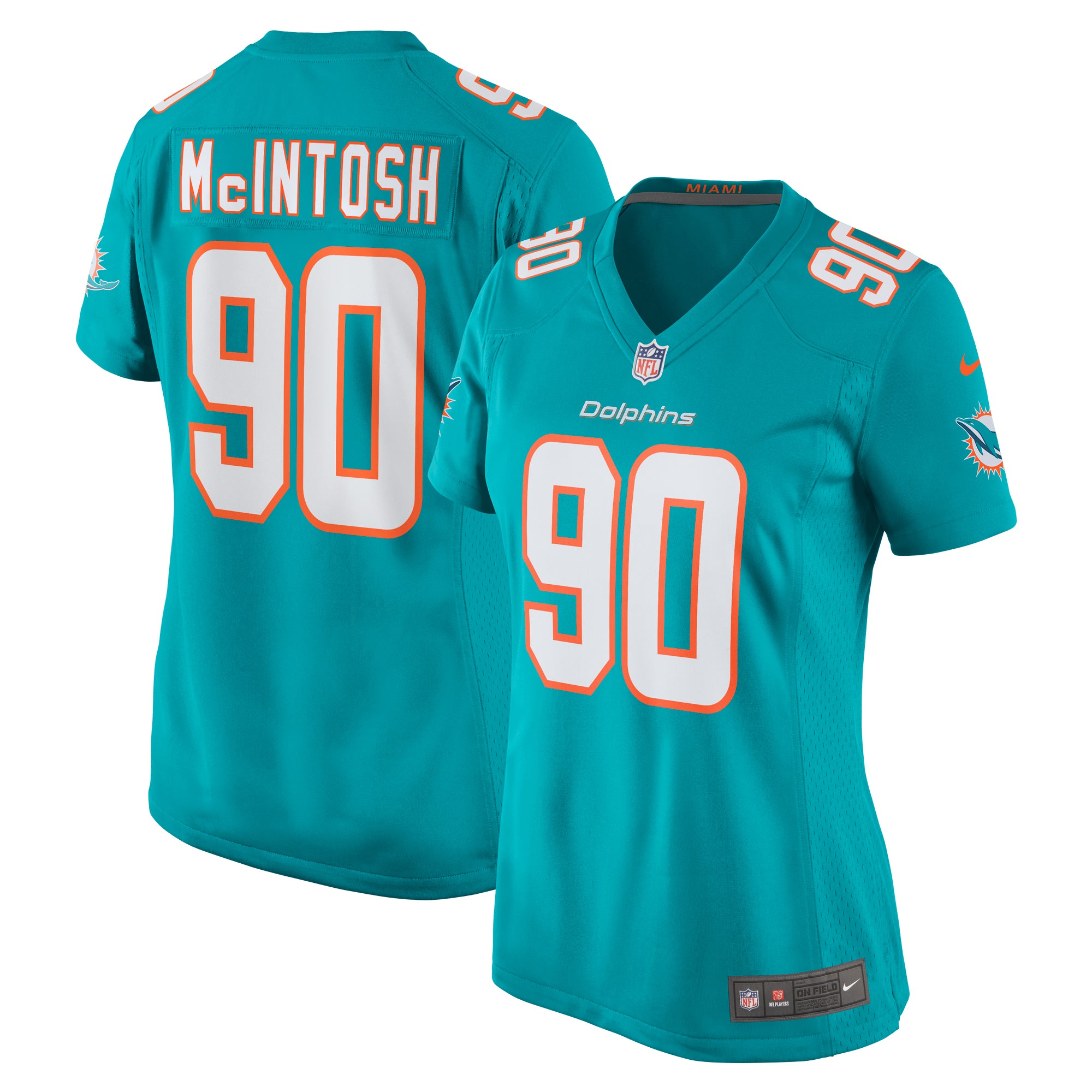 RJ McIntosh Miami Dolphins Nike Women s Home Game Player Jersey   Aqua