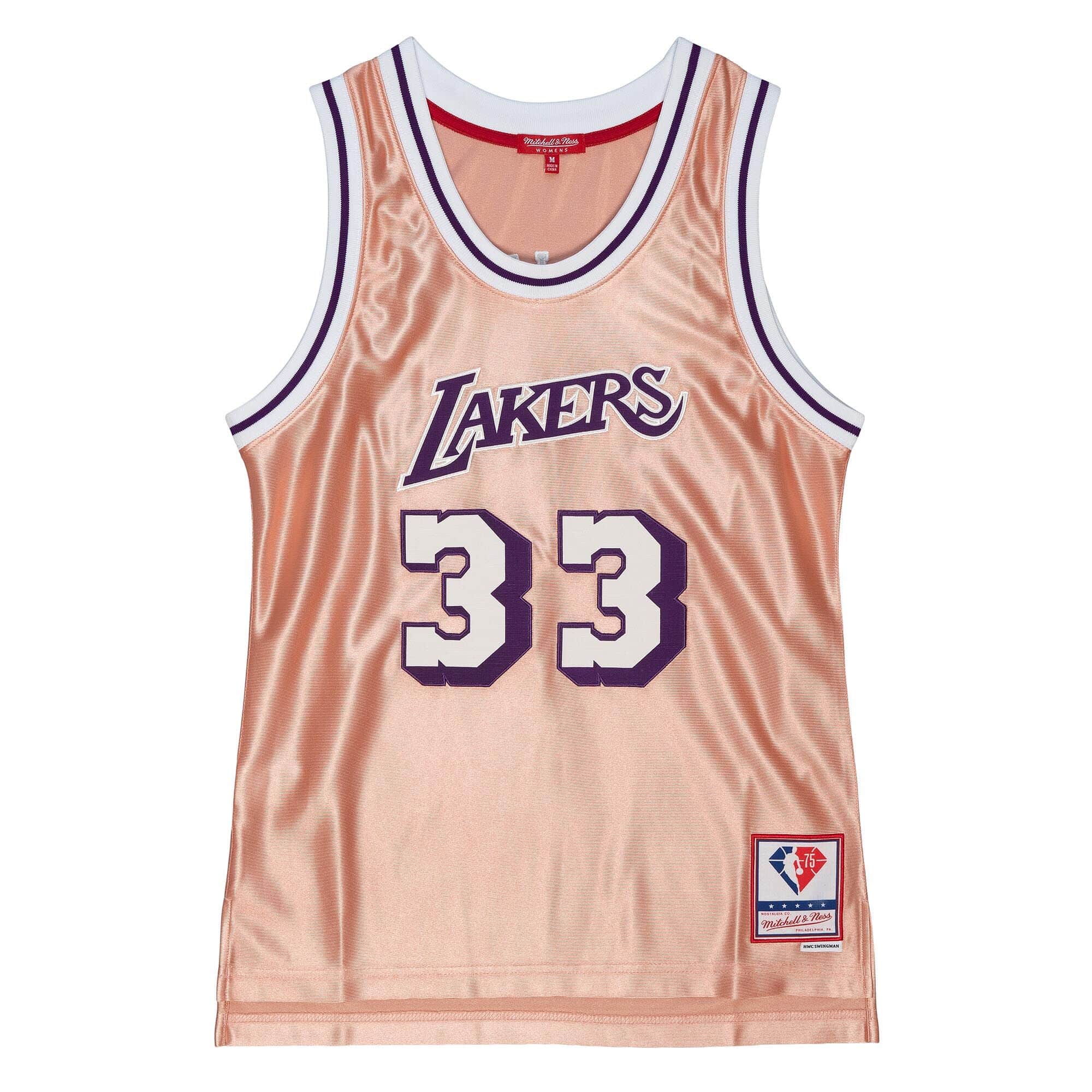 Women's 75th Rose Gold Swingman Kareem Abdul-Jabbar Los Angeles Lakers 1983 Jersey