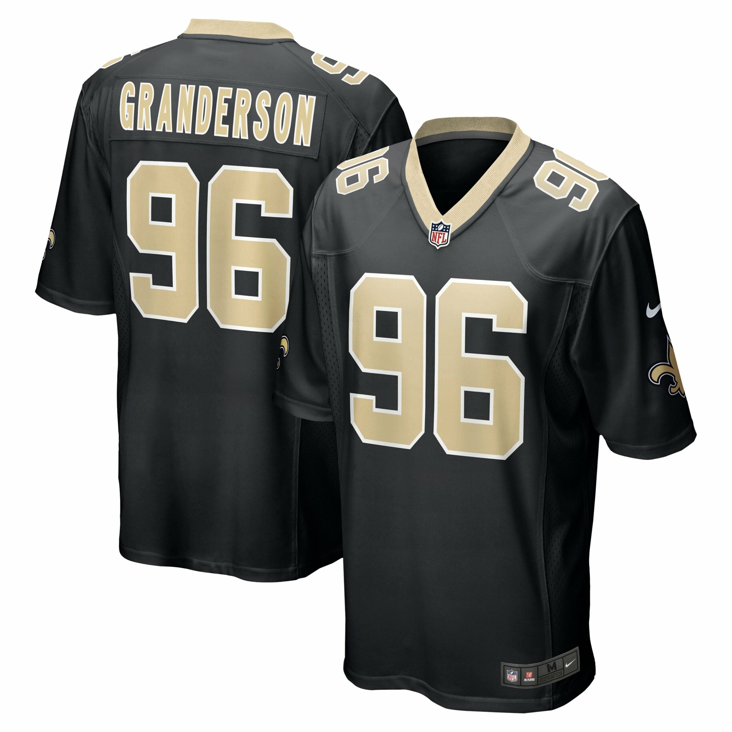 Men s Nike Carl Granderson Black New Orleans Saints Game Jersey