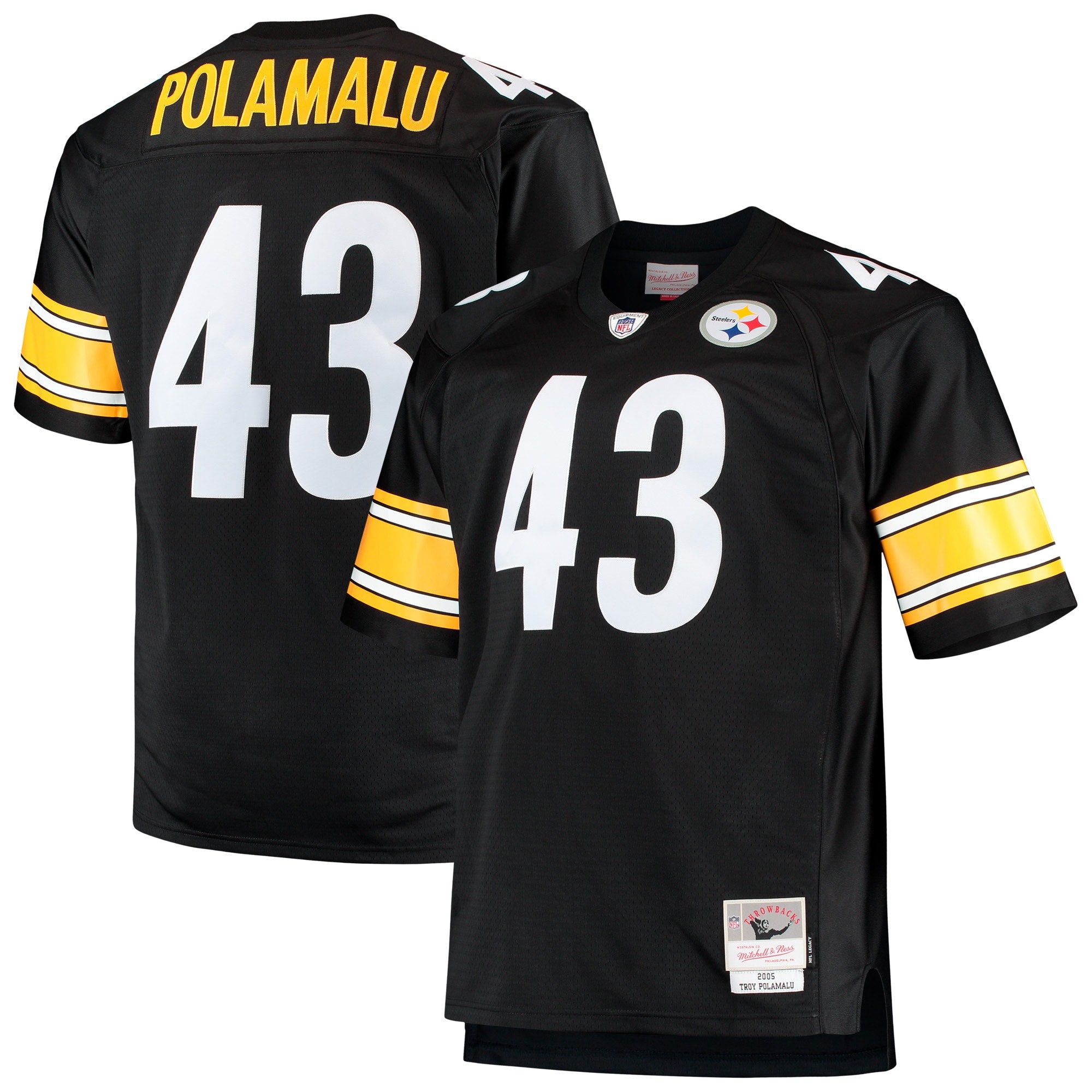 Troy Polamalu Pittsburgh Steelers Mitchell   Ness Big   Tall 2005 Retired Player Replica Jersey   Black