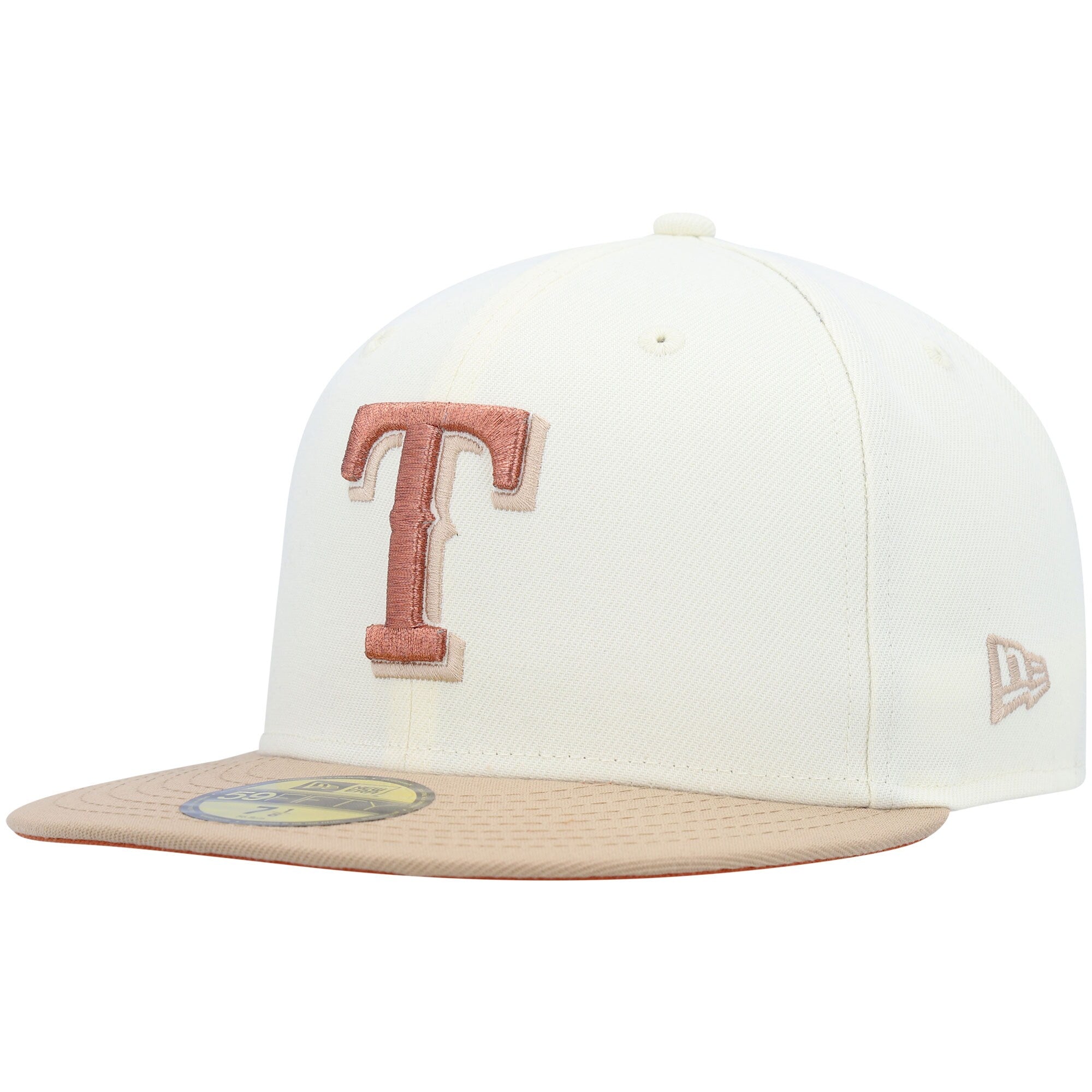 Texas Rangers New Era Chrome Camel Rust Undervisor 59FIFTY Fitted Hat - Cream