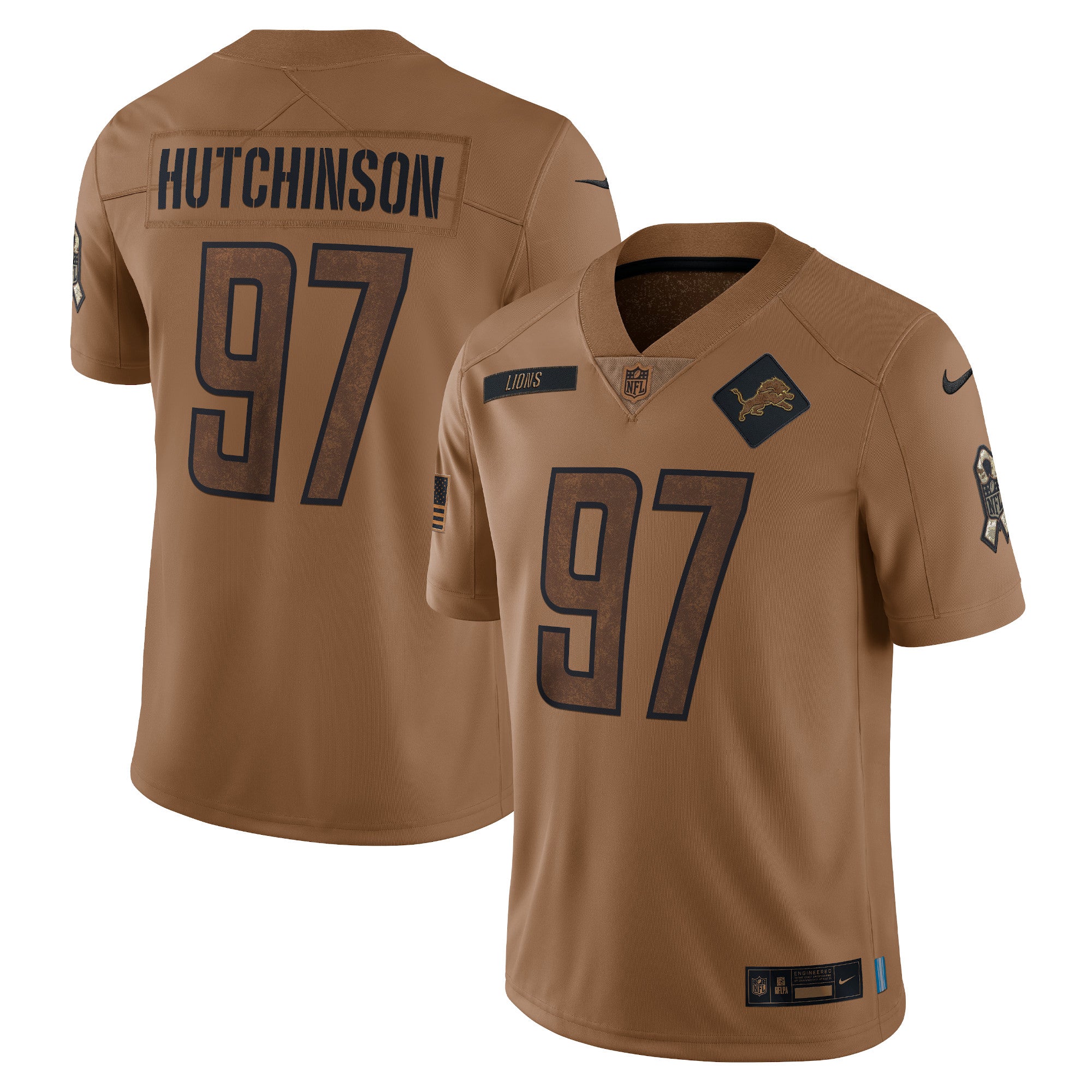 Aidan Hutchinson Detroit Lions Nike 2023 Salute To Service Limited Jersey   Brown