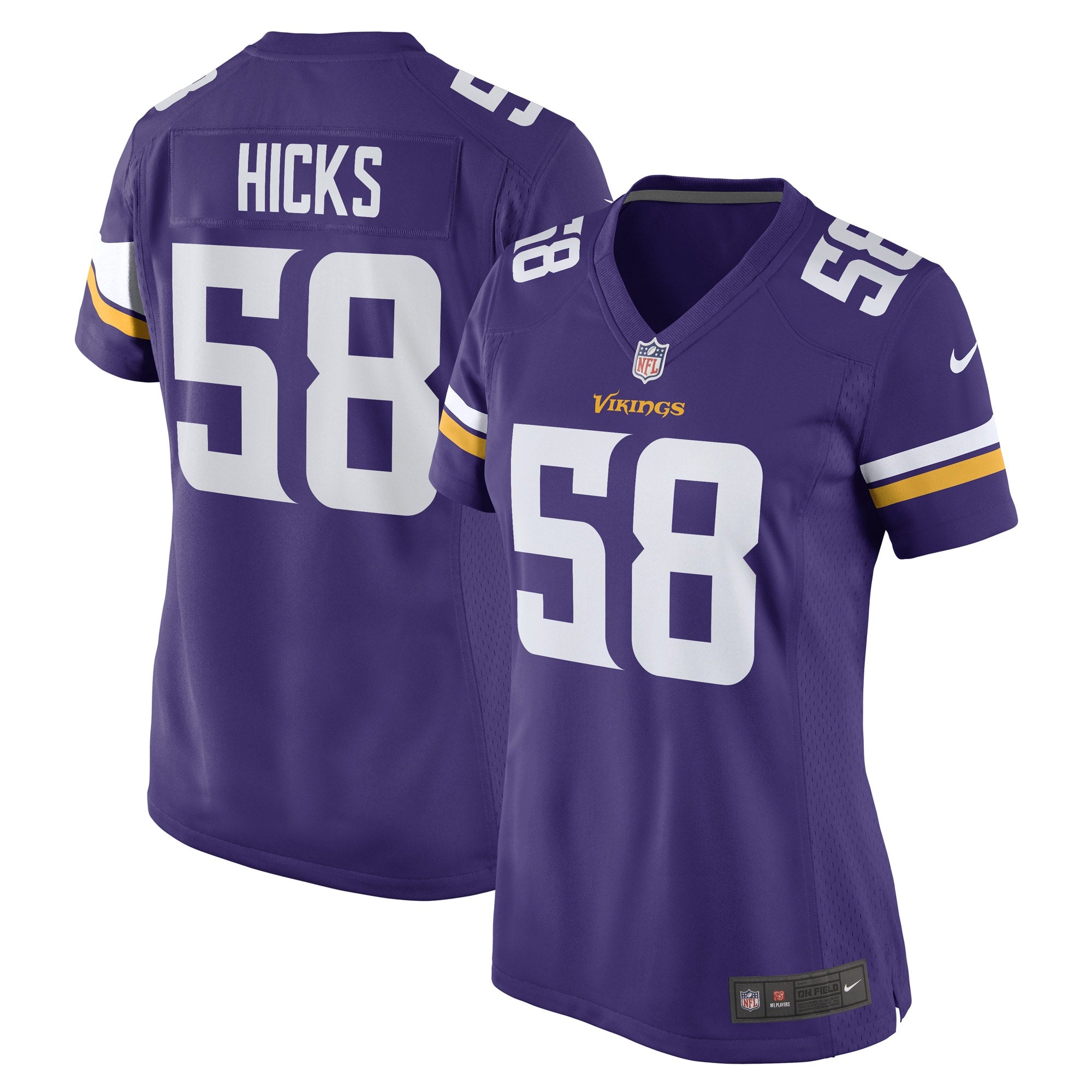 Jordans Hicks Minnesota Vikings Nike Women s Game Player Jersey   Purple