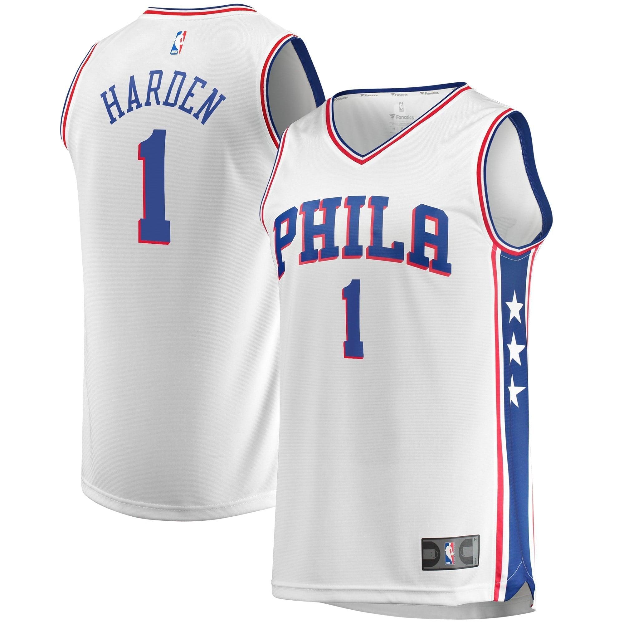 Men's Fanatics Branded James Harden White Philadelphia 76ers Fast Break Replica Jersey - Association Edition