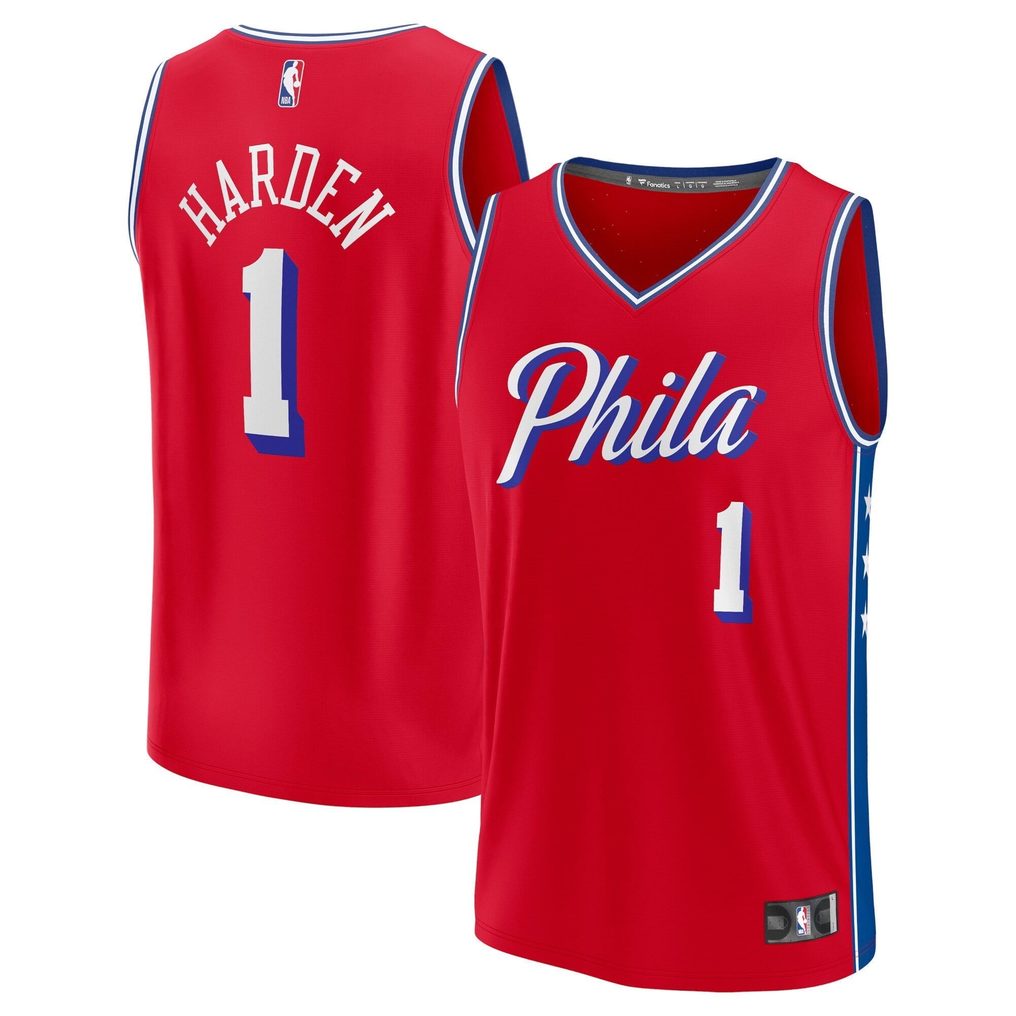 Men's Fanatics Branded James Harden Red Philadelphia 76ers Fast Break Replica Player Jersey - Statement Edition
