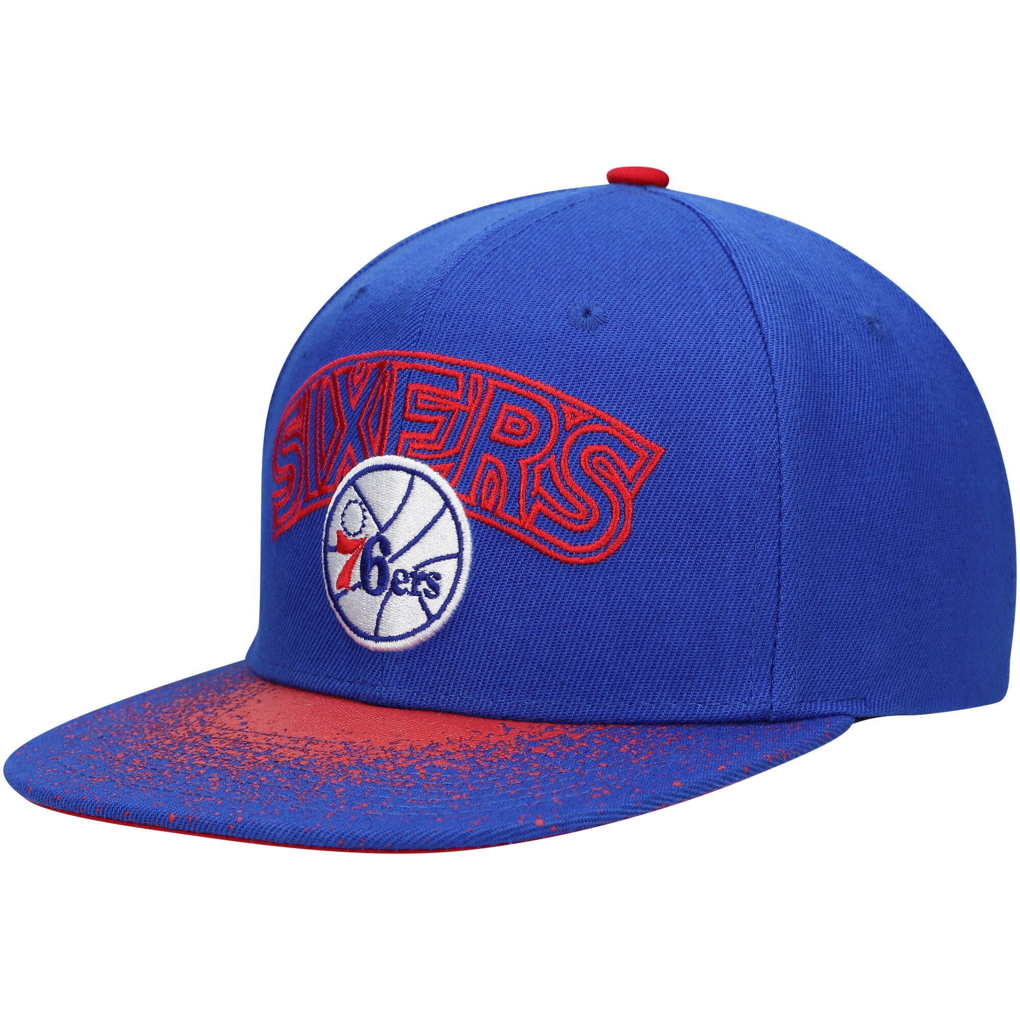 Philadelphia 76ers Mitchell & Ness Hardwood Classics Energy Re-Take Speckle Brim Snapback Hat - Blue
