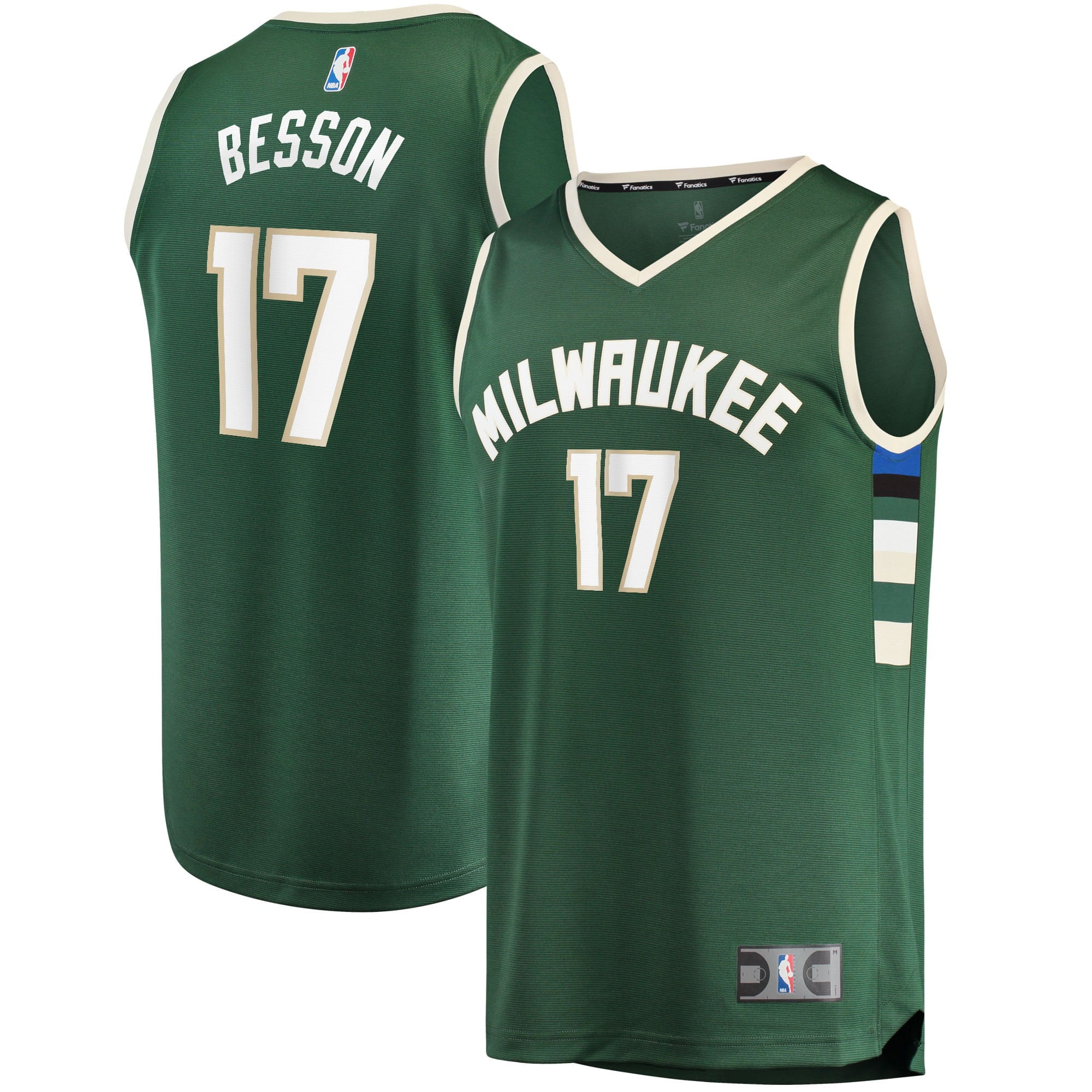 Men's Fanatics Branded Hugo Besson Green Milwaukee Bucks 2021/22 Fast Break Replica Jersey - Icon Edition