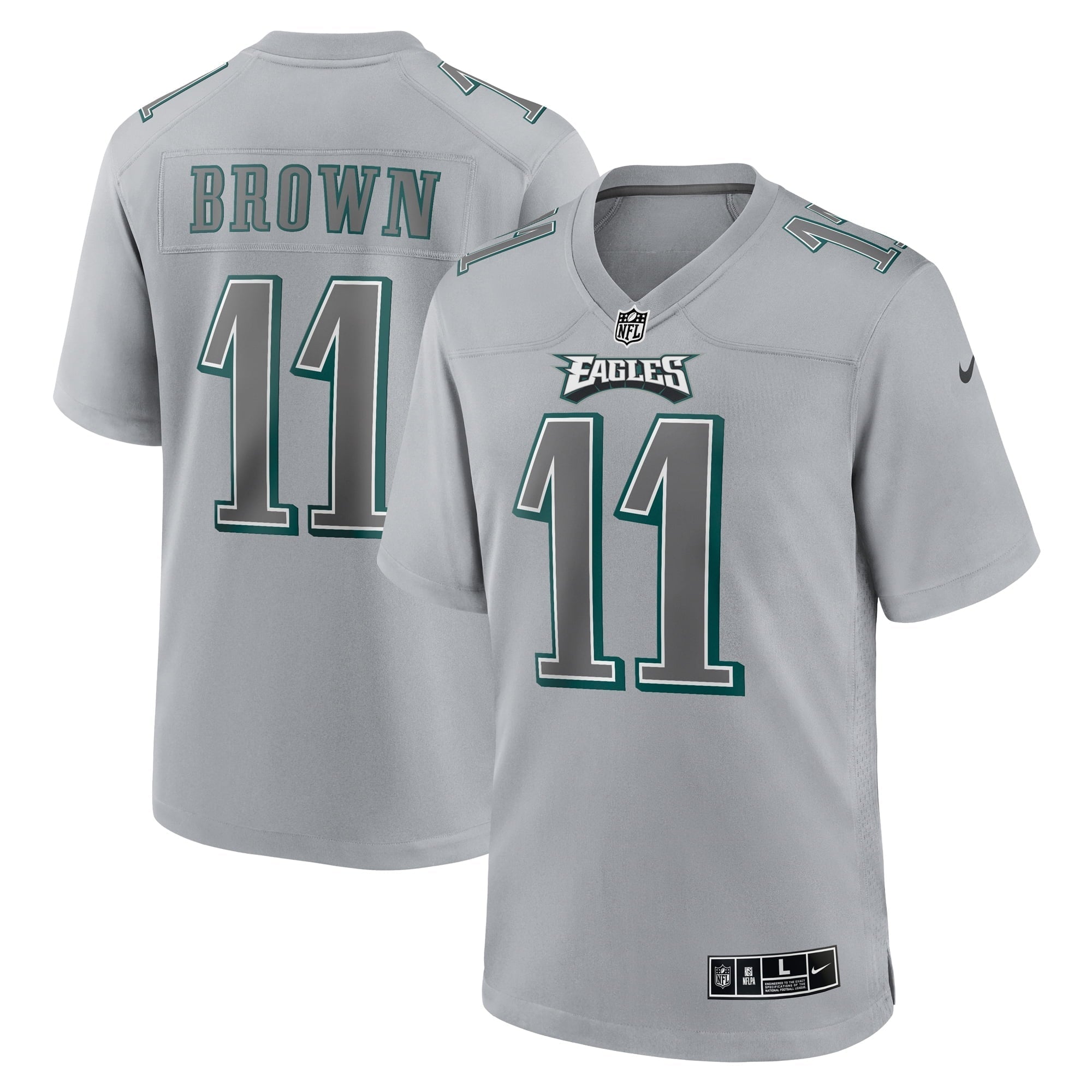 Men s Nike A.J. Brown Gray Philadelphia Eagles Atmosphere Fashion Game Jersey
