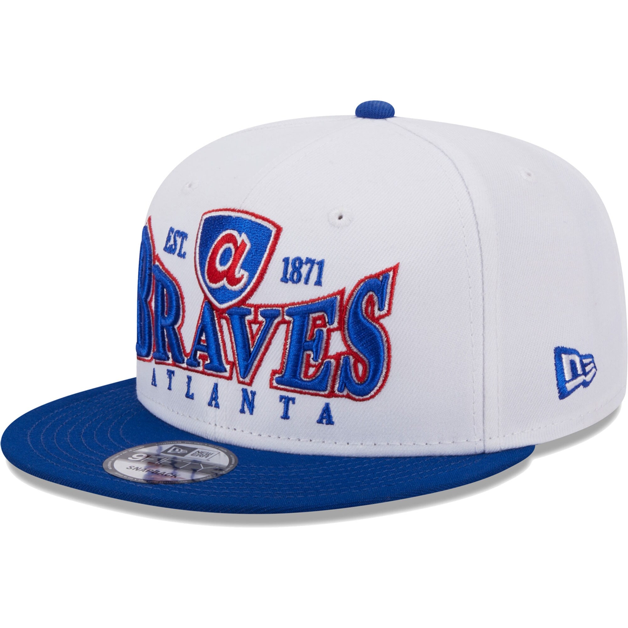 Atlanta Braves New Era Crest 9FIFTY Snapback Hat - White/Royal