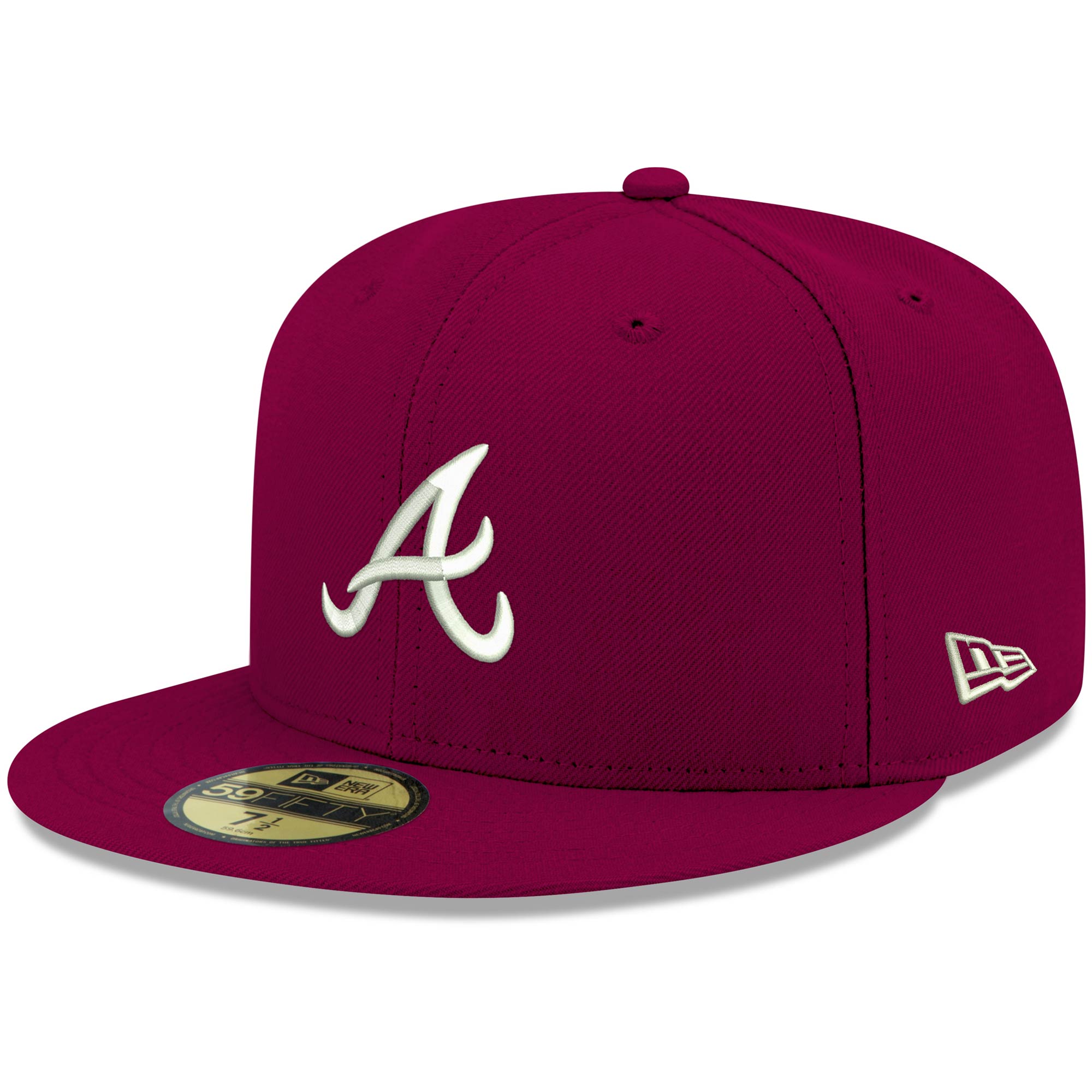 Atlanta Braves New Era White Logo 59FIFTY Fitted Hat - Cardinal