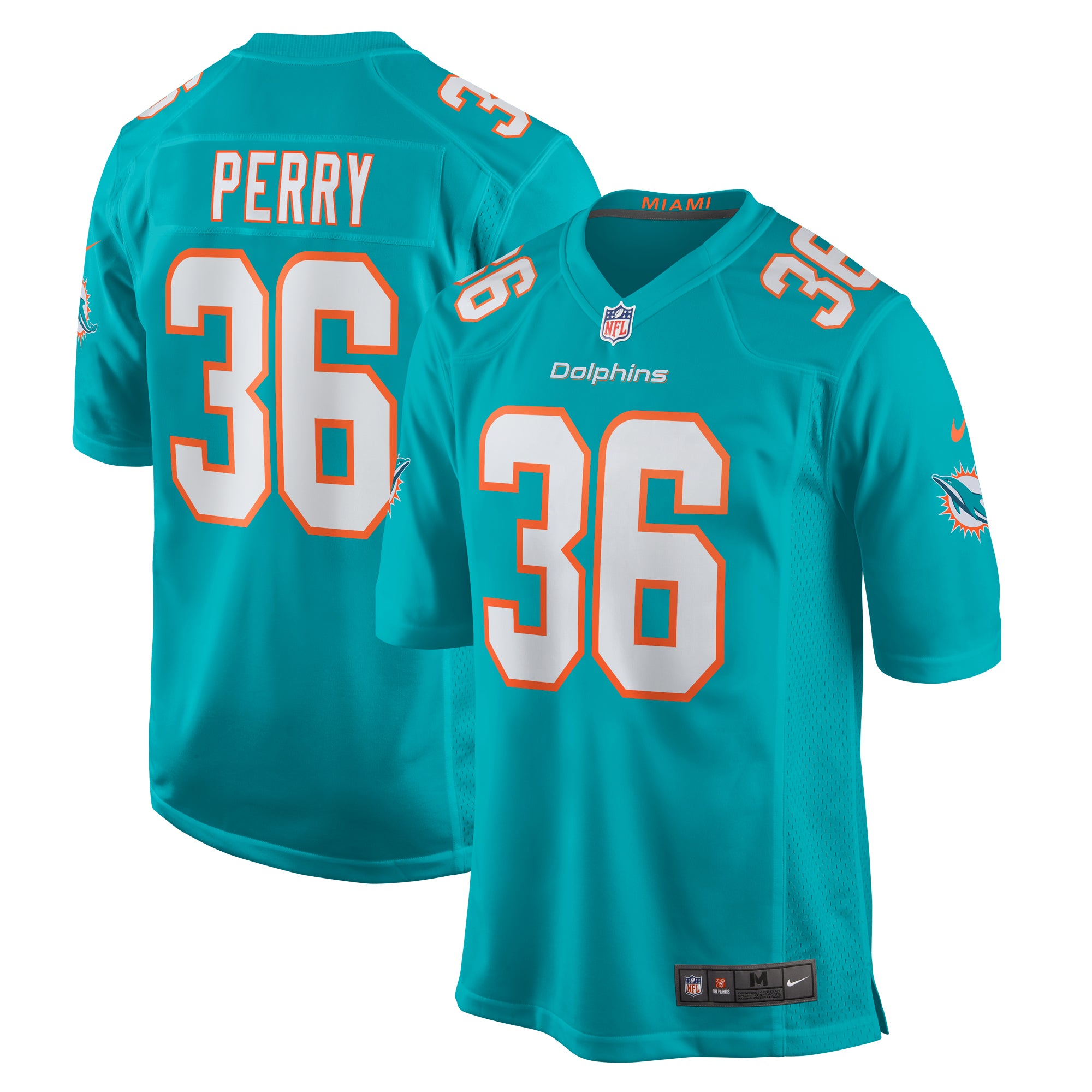 Jamal Perry Miami Dolphins Nike Home Game Player Jersey   Aqua
