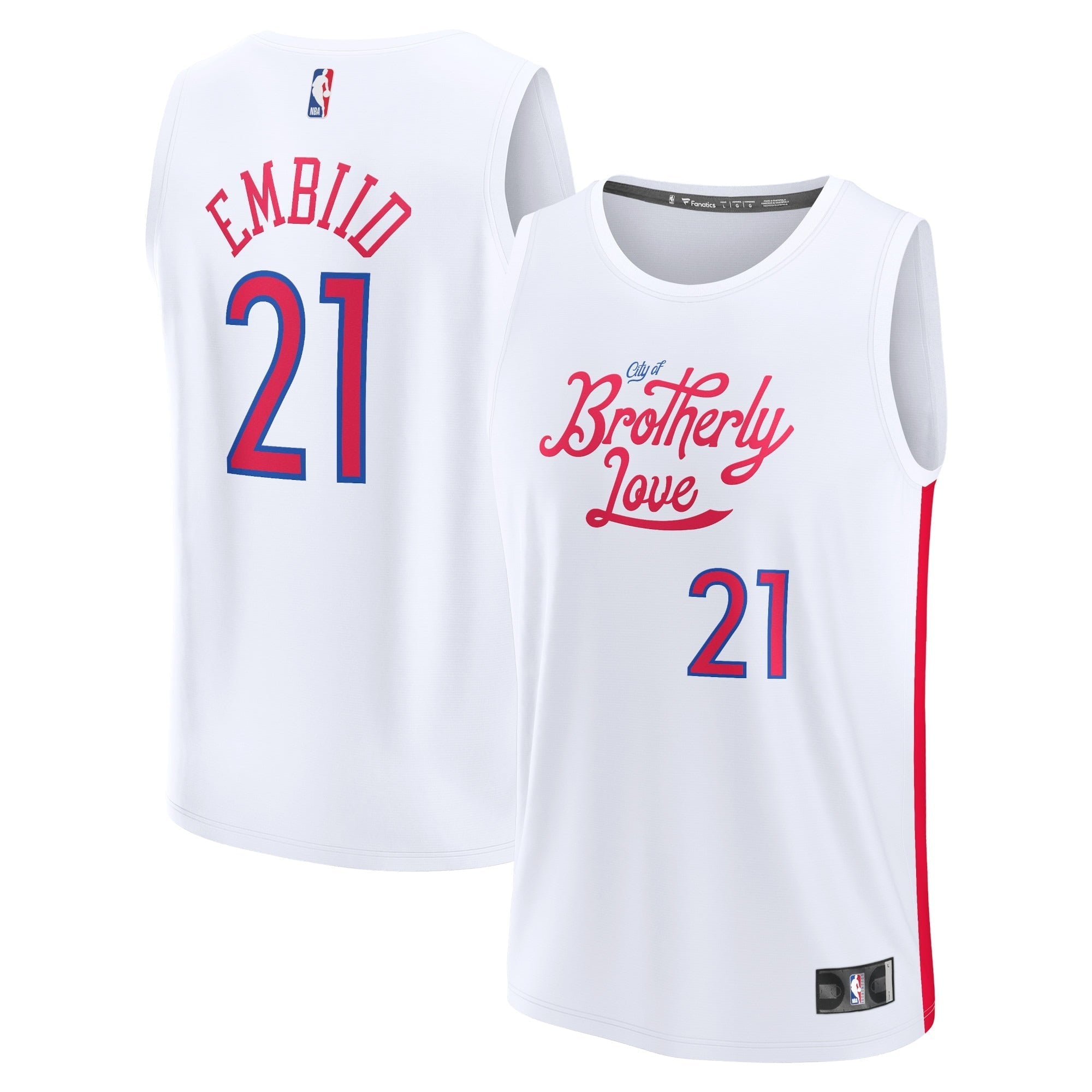 Men's Fanatics Branded Joel Embiid White Philadelphia 76ers 2022/23 Fastbreak Jersey - City Edition