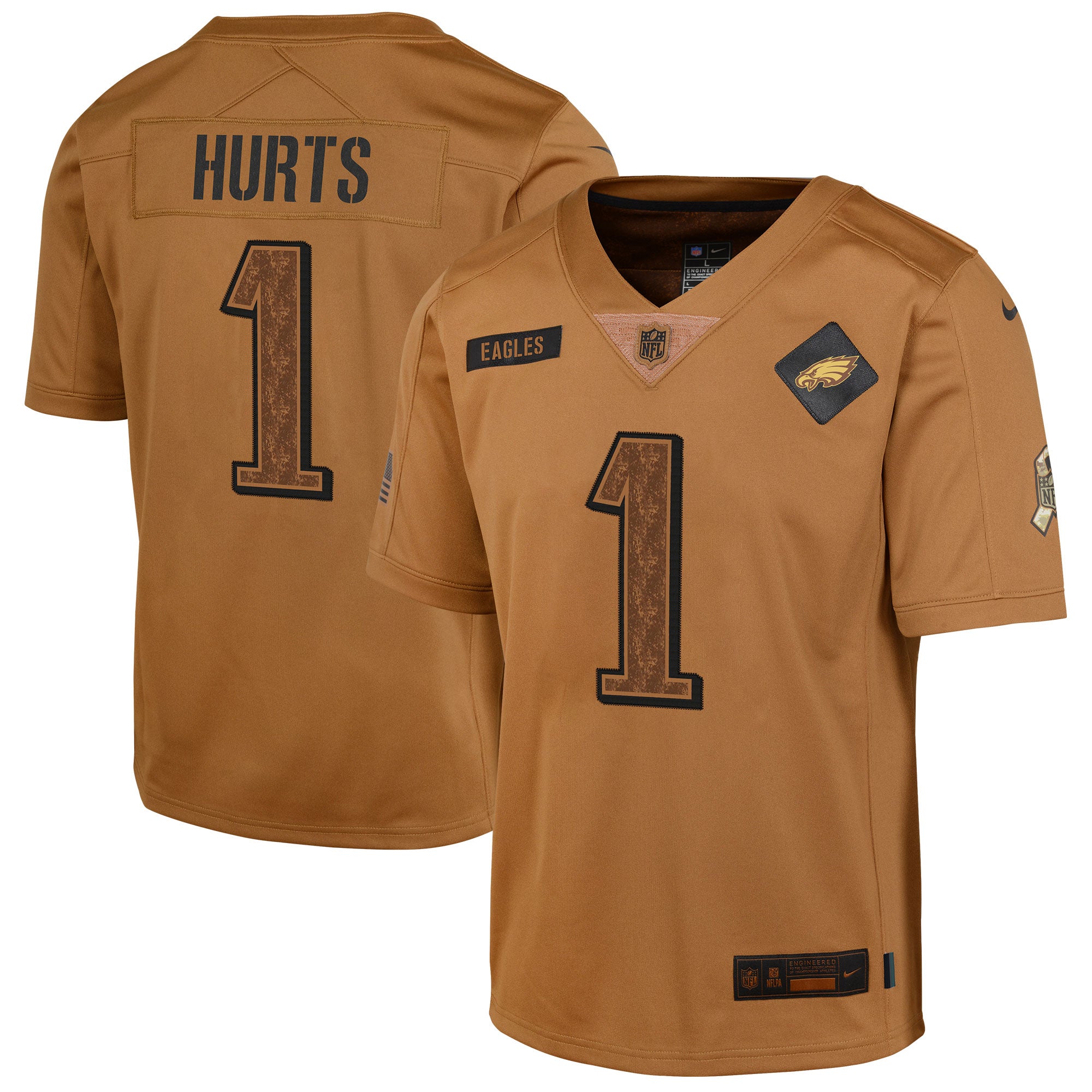 Jalen Hurts Philadelphia Eagles Nike Youth 2023 Salute To Service Limited Jersey   Brown