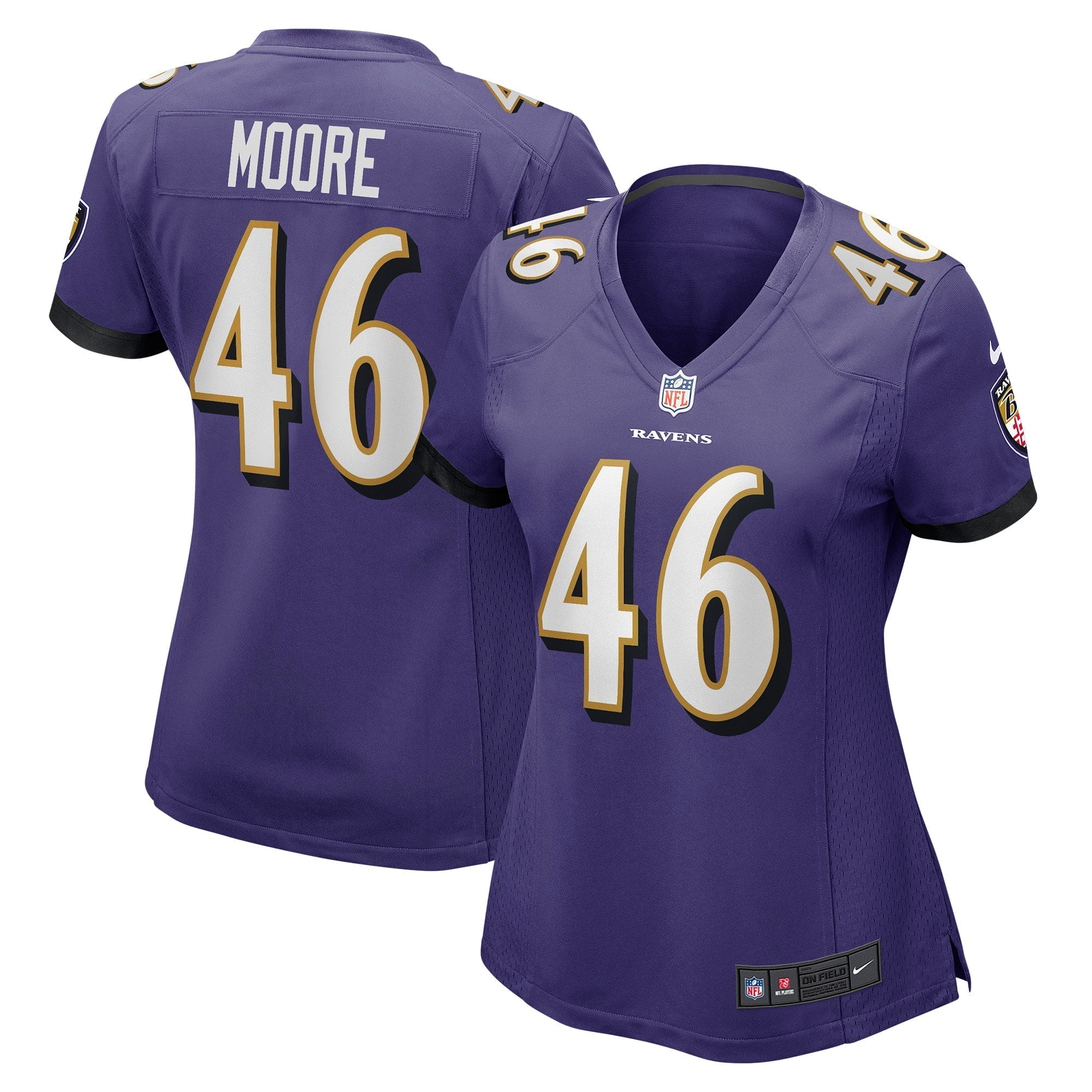 Women s Nike Nick Moore Purple Baltimore Ravens Game Player Jersey