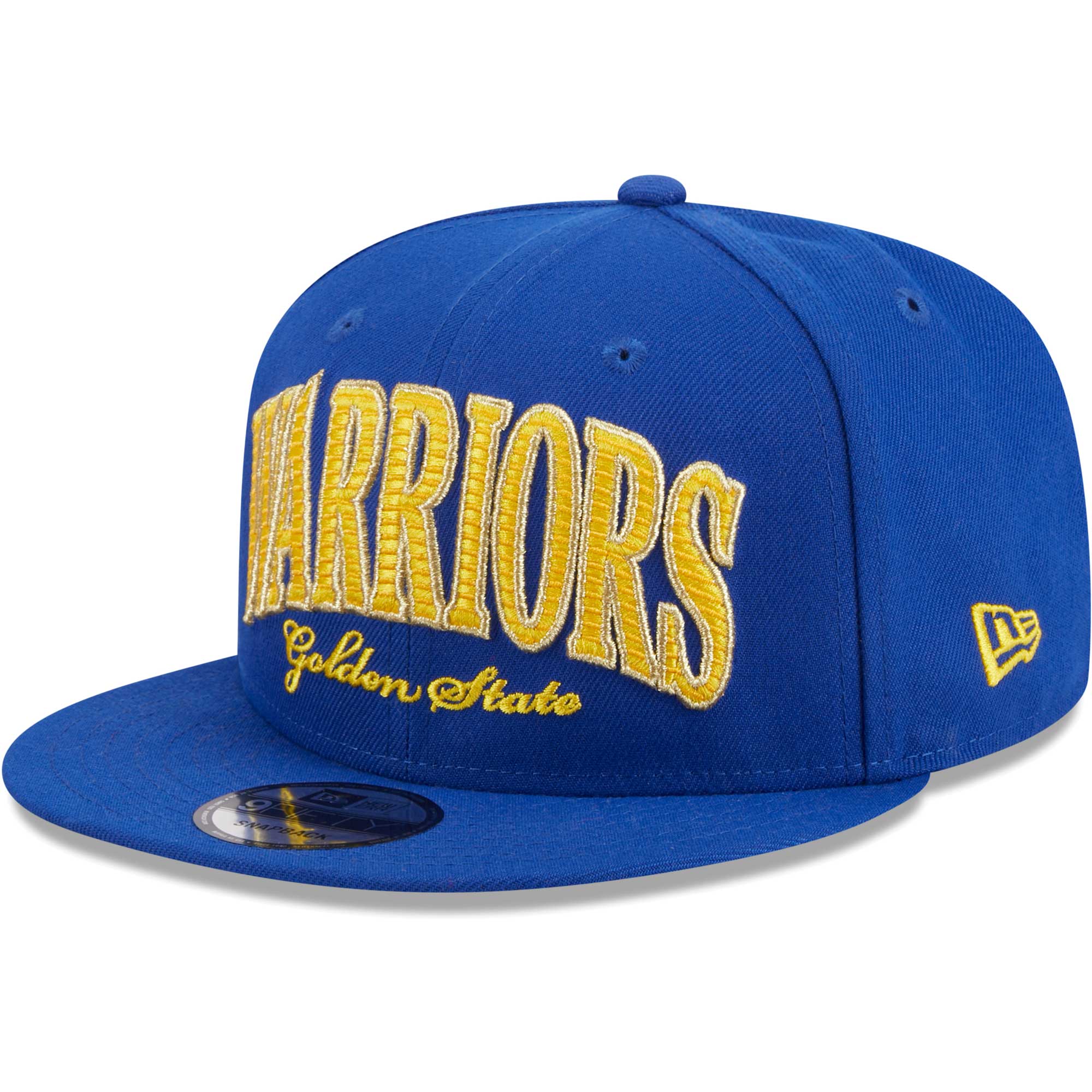 Golden State Warriors New Era Golden Tall Text 9FIFTY Snapback Hat - Royal