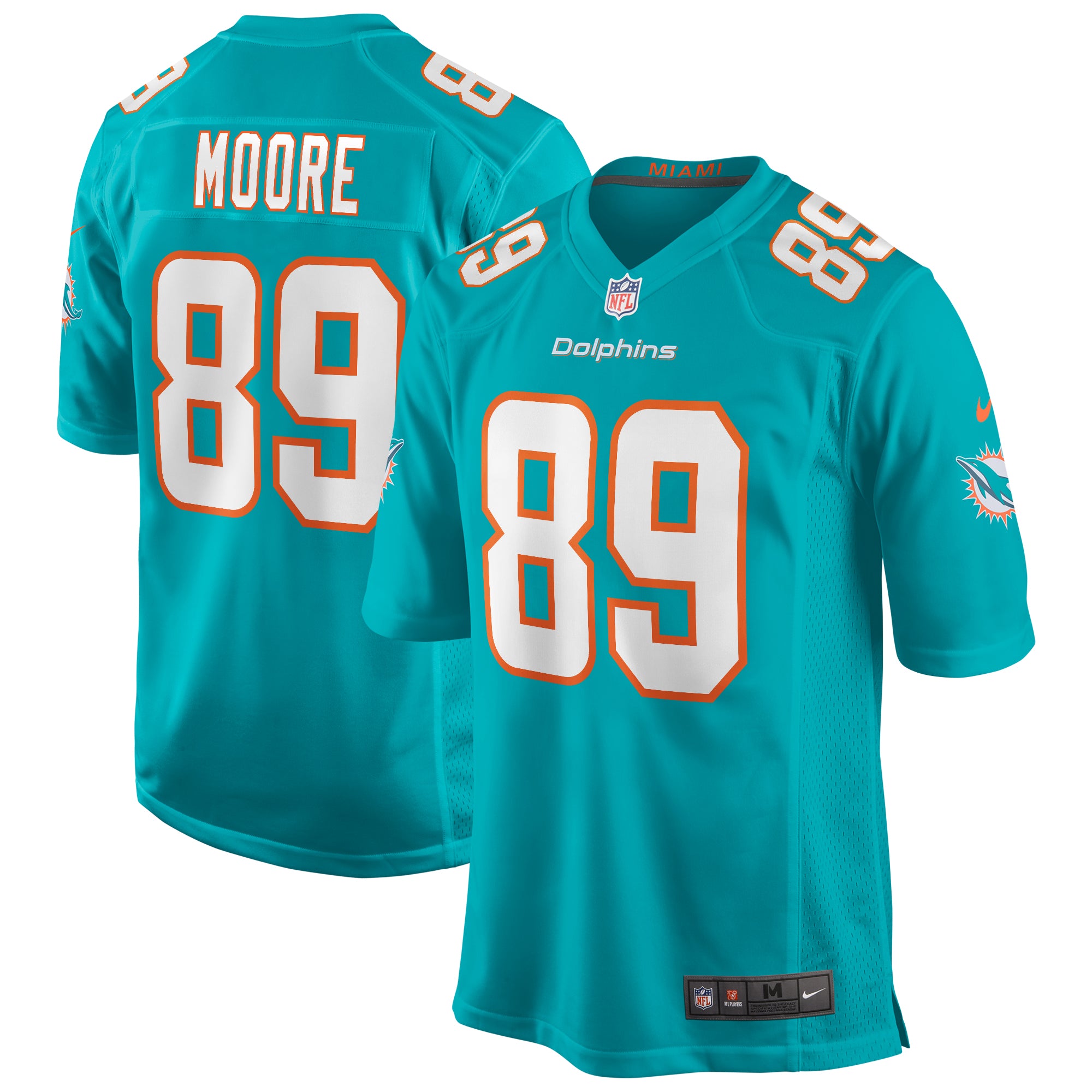 Nat Moore Miami Dolphins Nike Game Retired Player Jersey   Aqua