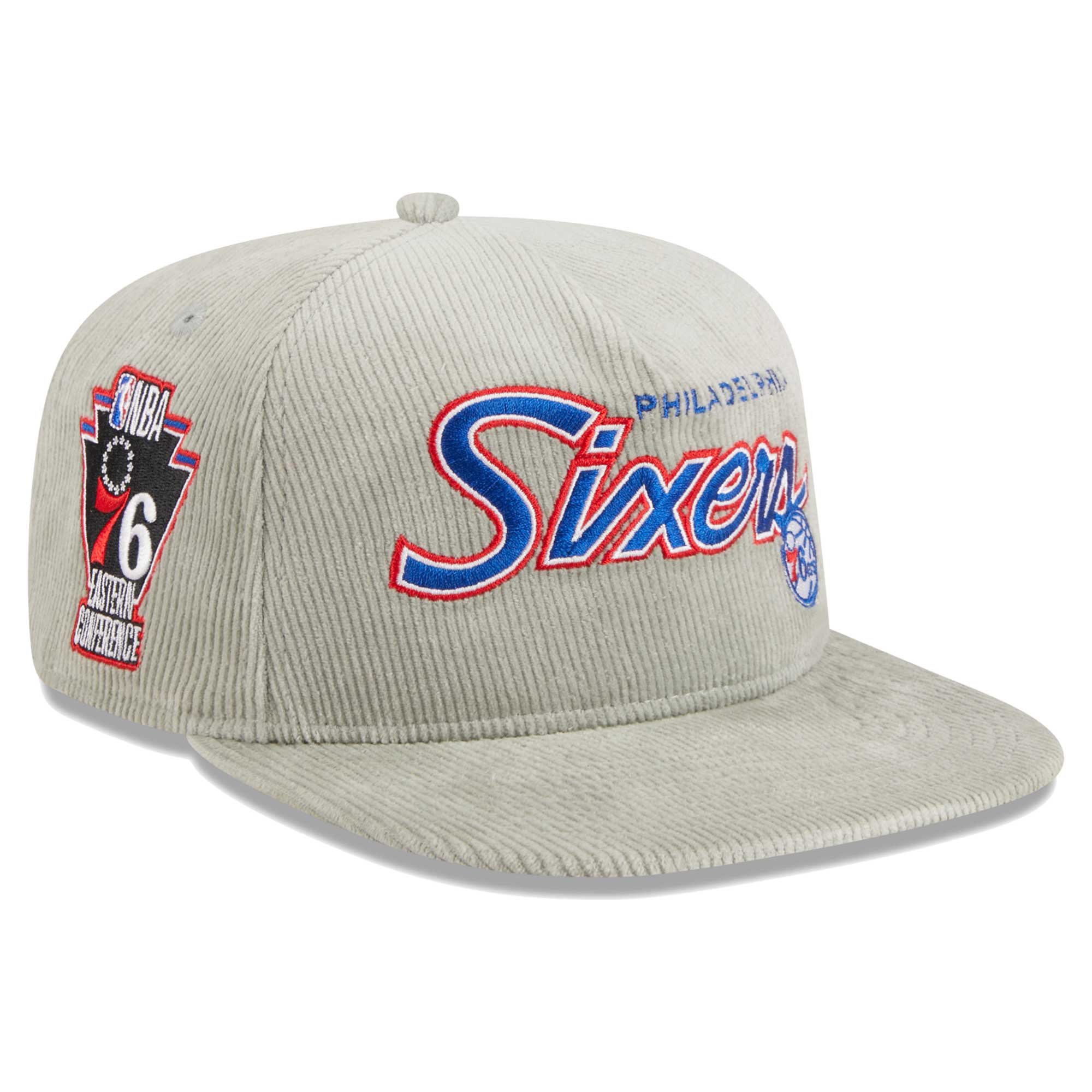 Philadelphia 76ers New Era The Golfer Corduroy 9FIFTY Snapback Hat - Gray
