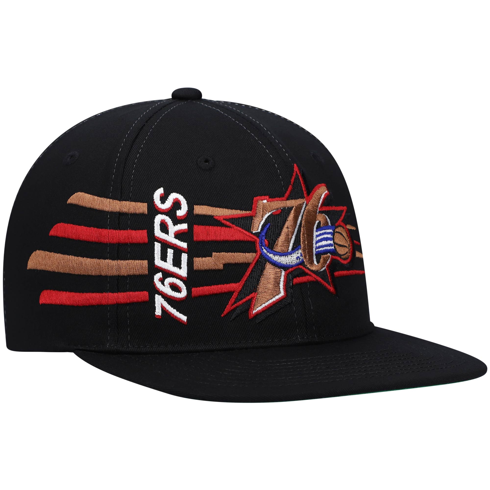 Philadelphia 76ers Mitchell & Ness Hardwood Classics Retro Bolt Deadstock Snapback Hat - Black