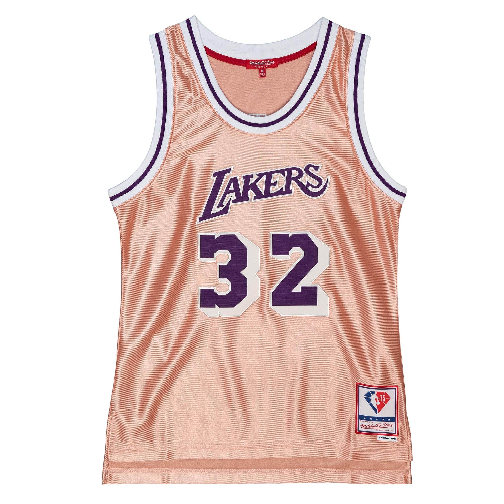 Womens 75th Anniversary Rose Gold Swingman Magic Johnson Los Angeles Lakers 1984-85 Jersey