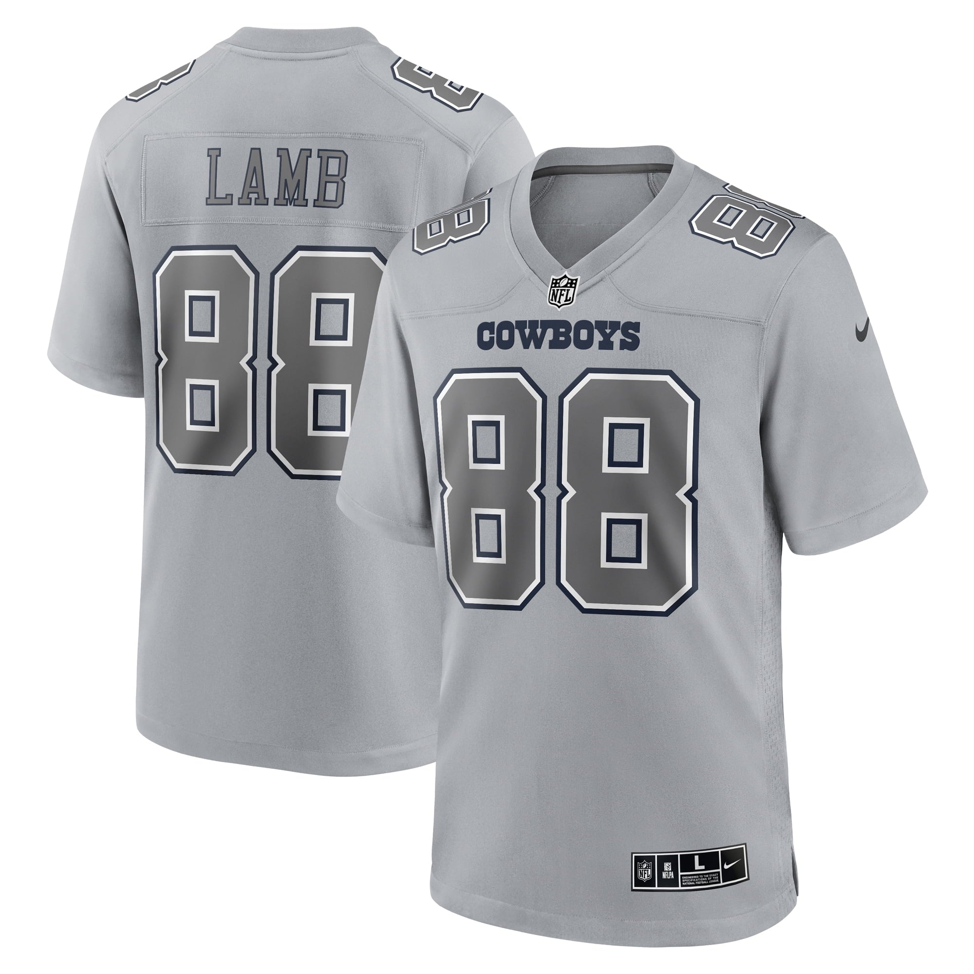 Men s Nike CeeDee Lamb Gray Dallas Cowboys Atmosphere Fashion Game Jersey