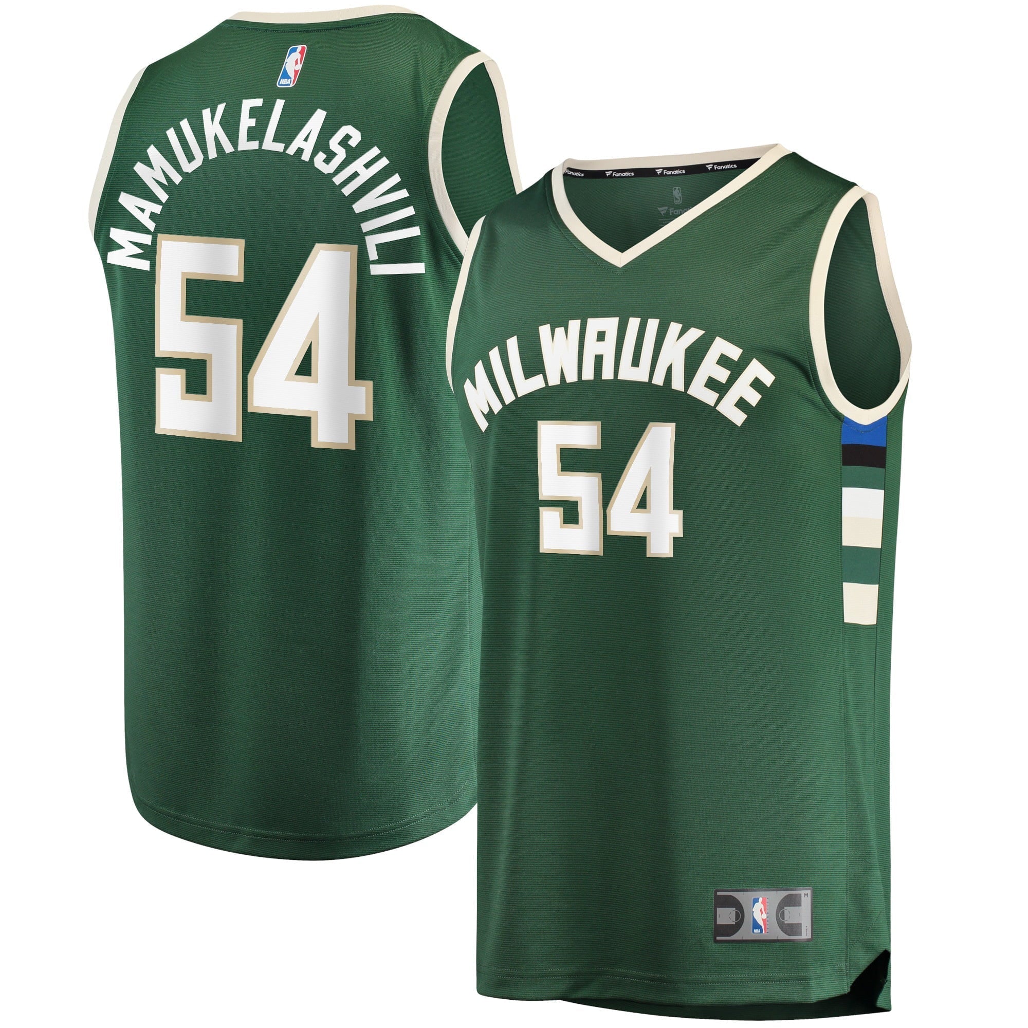 Men's Fanatics Branded Sandro Mamukelashvili Hunter Green Milwaukee Bucks 2021/22 Fast Break Replica Jersey - Icon