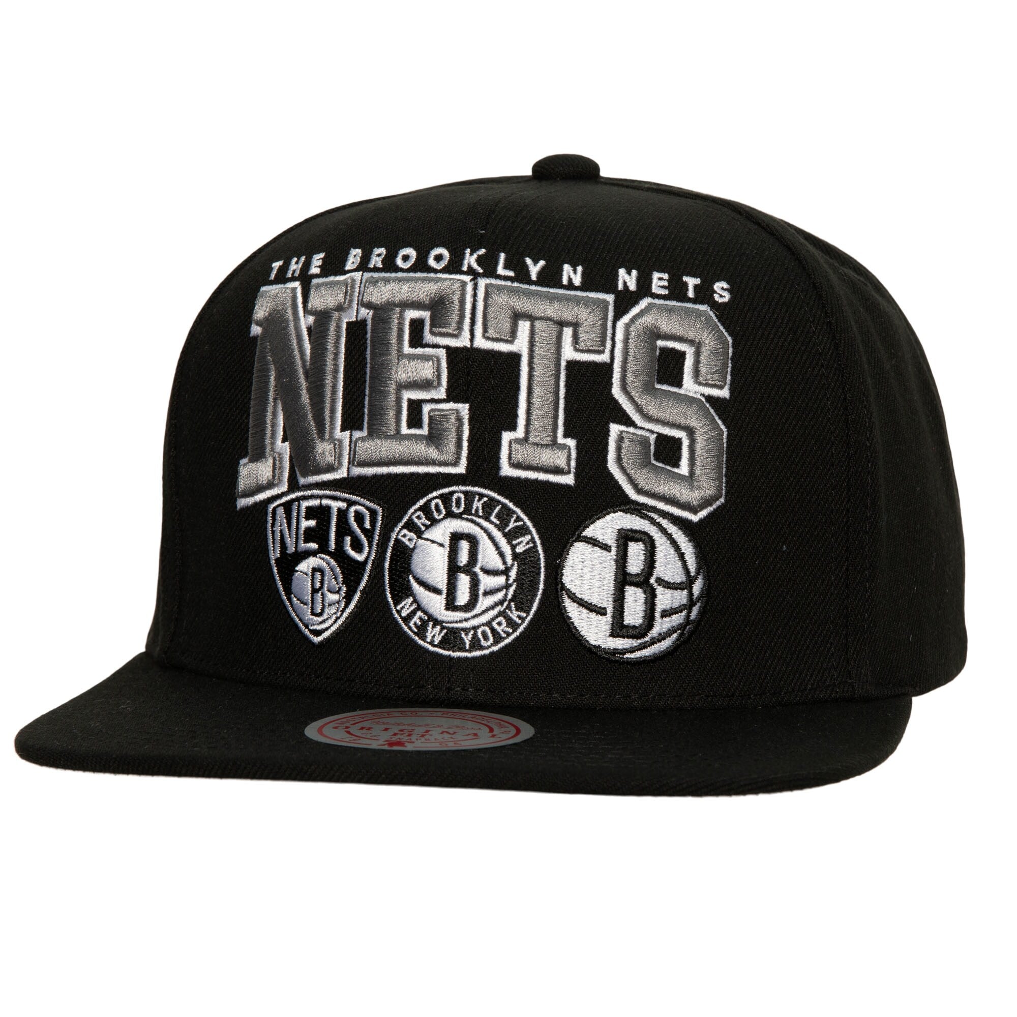 Brooklyn Nets Mitchell & Ness Champ Stack Snapback Hat - Black