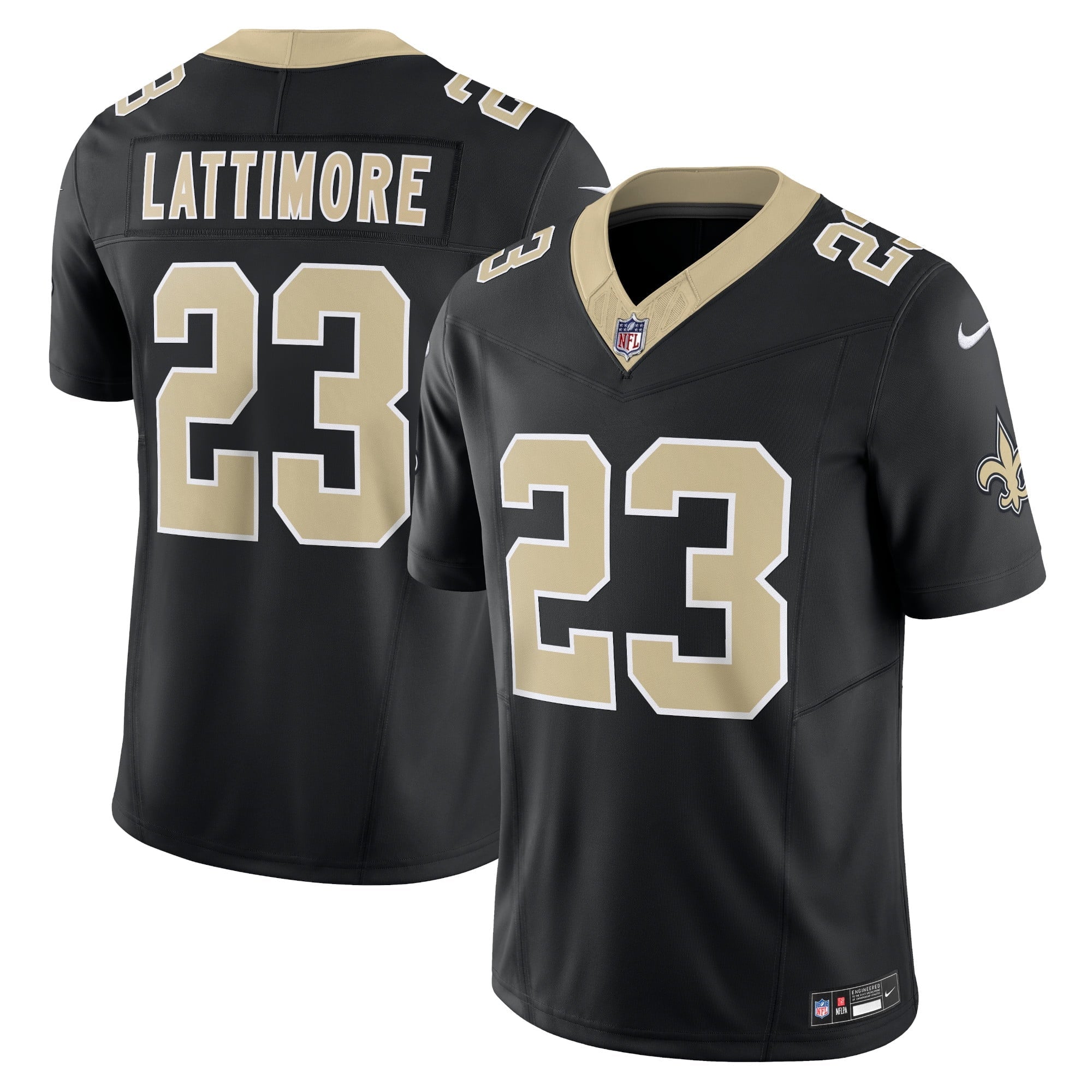 Men s Nike Marshon Lattimore Black New Orleans Saints Vapor F.U.S.E. Limited Jersey