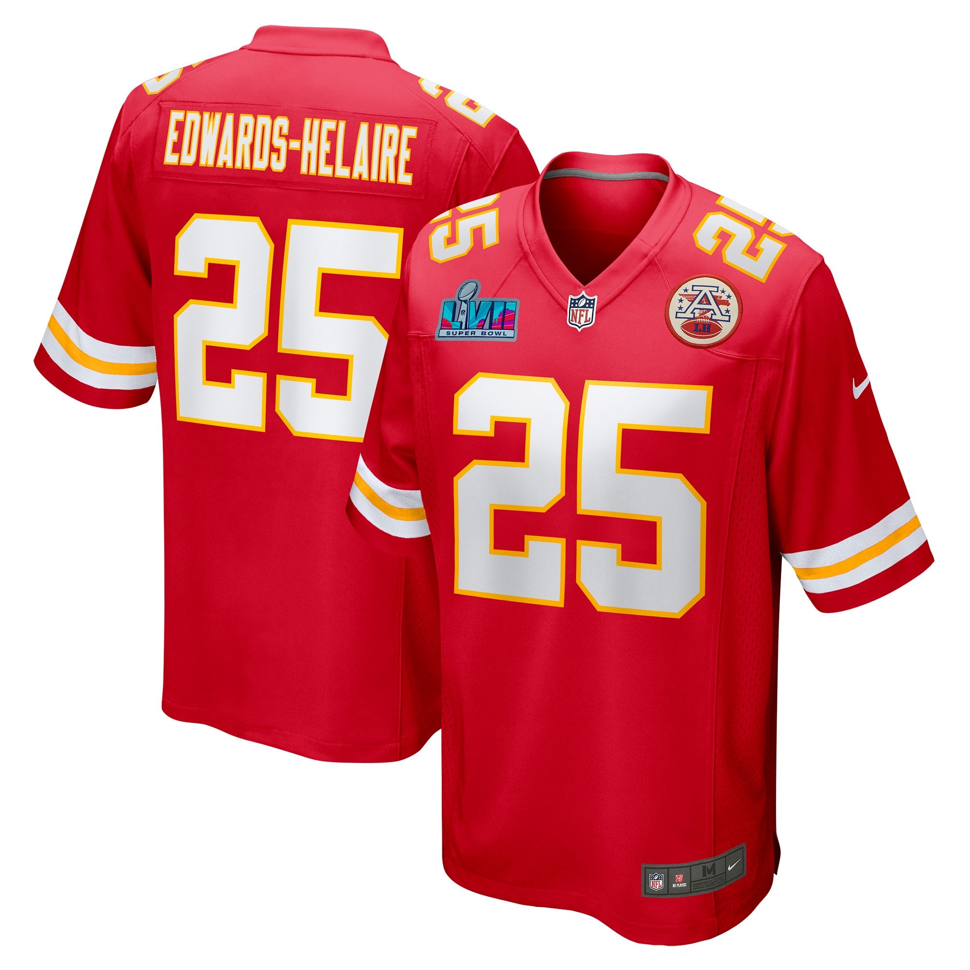 Clyde Edwards-Helaire Kansas City Chiefs Nike Super Bowl LVII Patch Game Jersey   Red